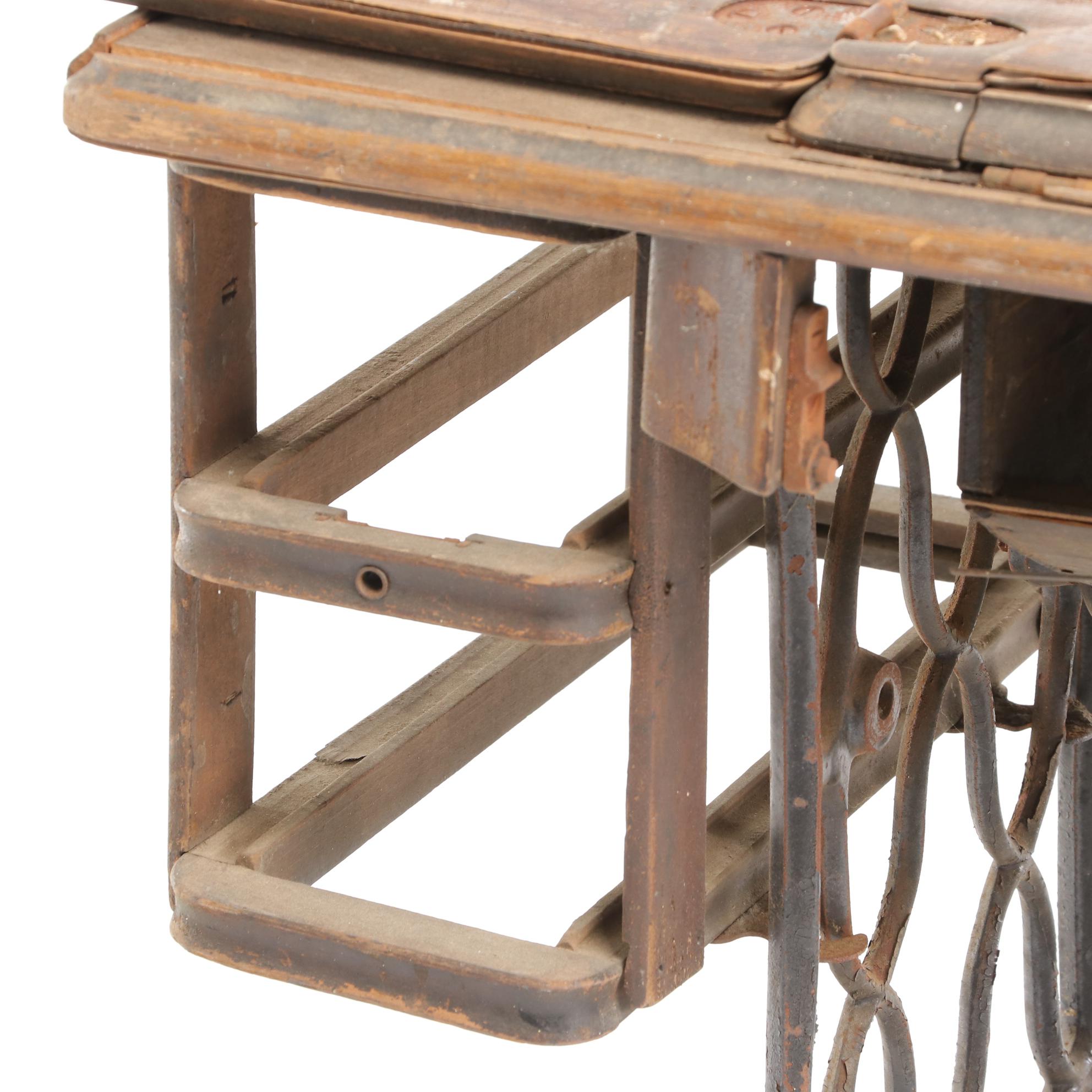 Singer Manufacturing Co. Cast Iron Treadle Bases with Cabinets, Early 20th c.
