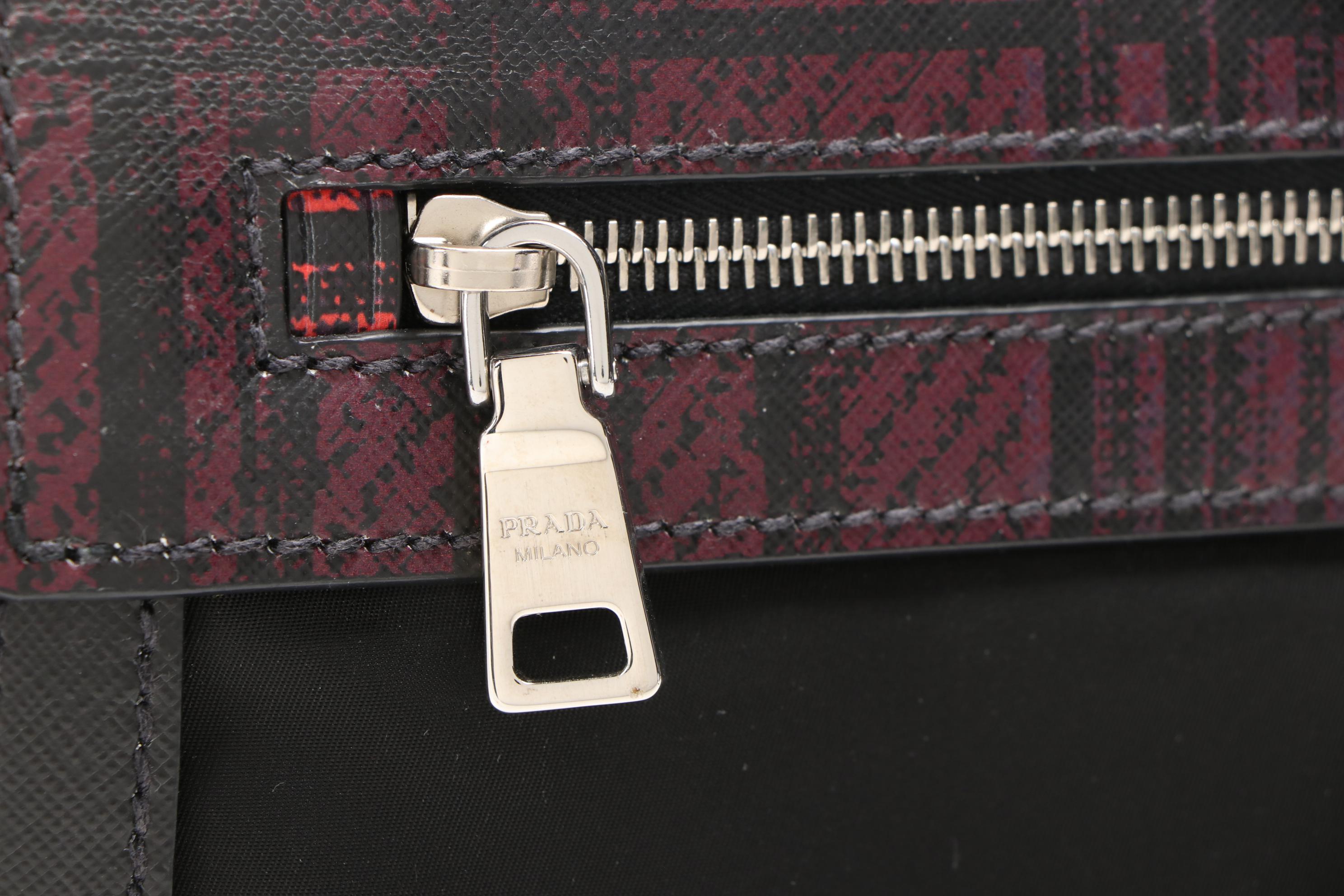 Prada Printed Saffiano Leather and Tessuto Small Turnlock Bag