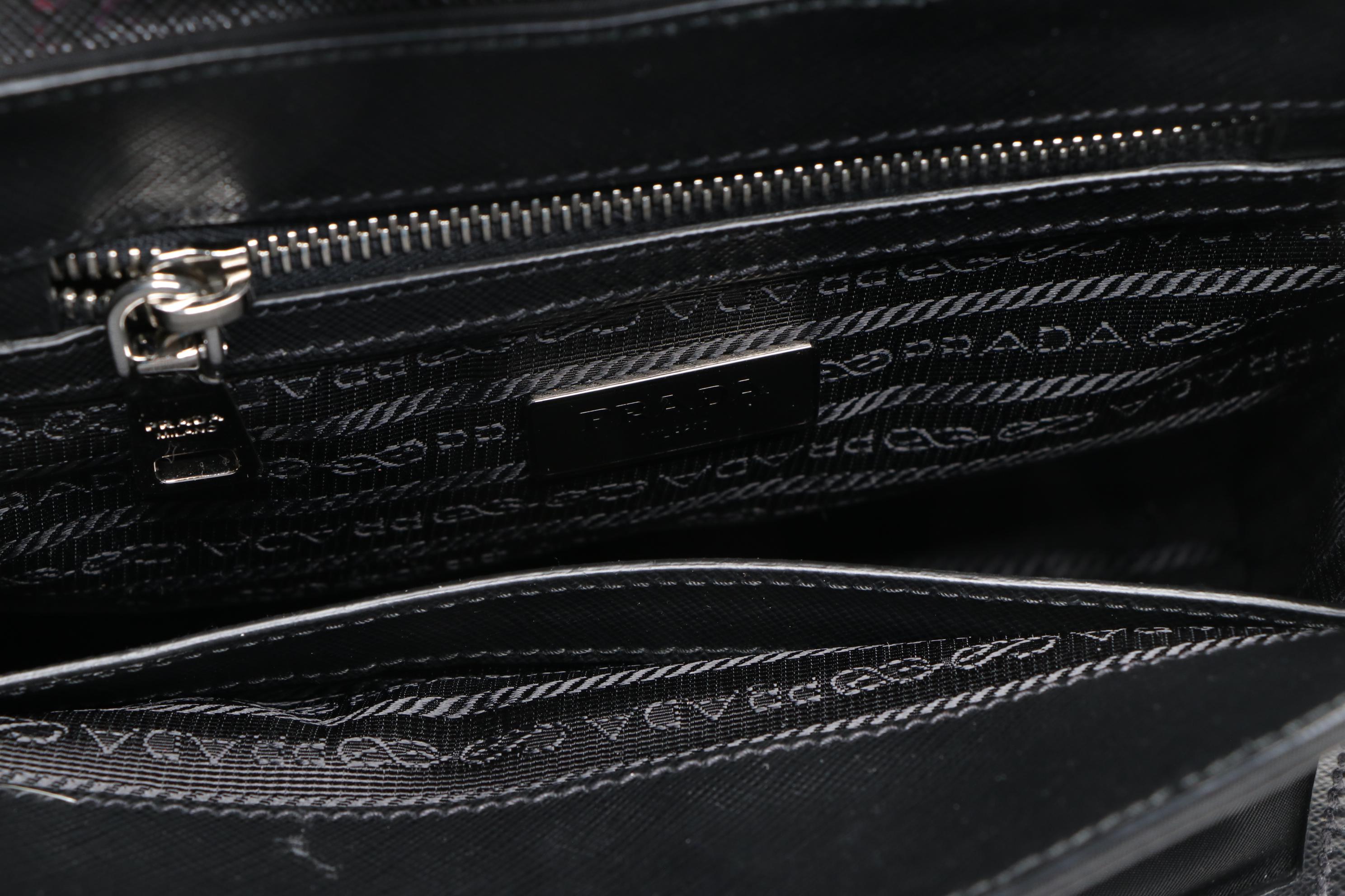 Prada Printed Saffiano Leather and Tessuto Small Turnlock Bag