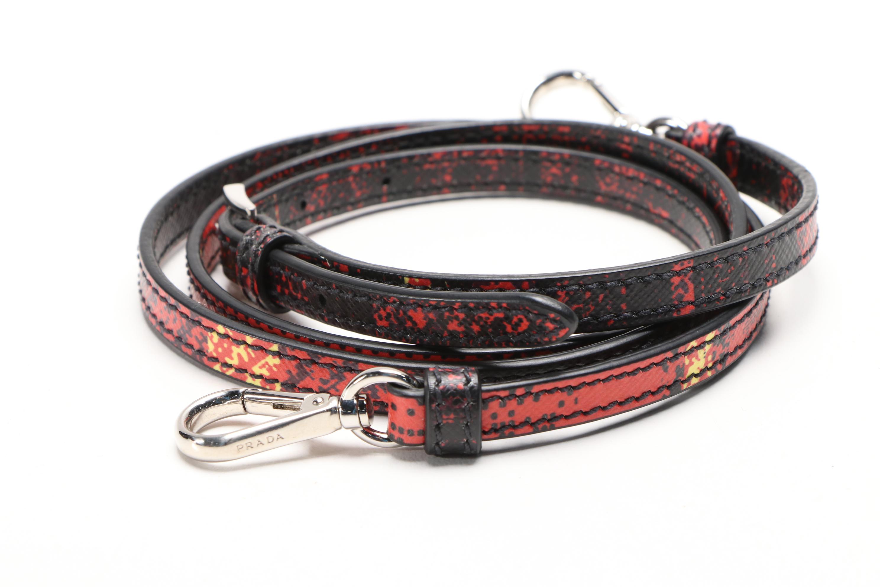 Prada Printed Saffiano Leather and Tessuto Small Turnlock Bag