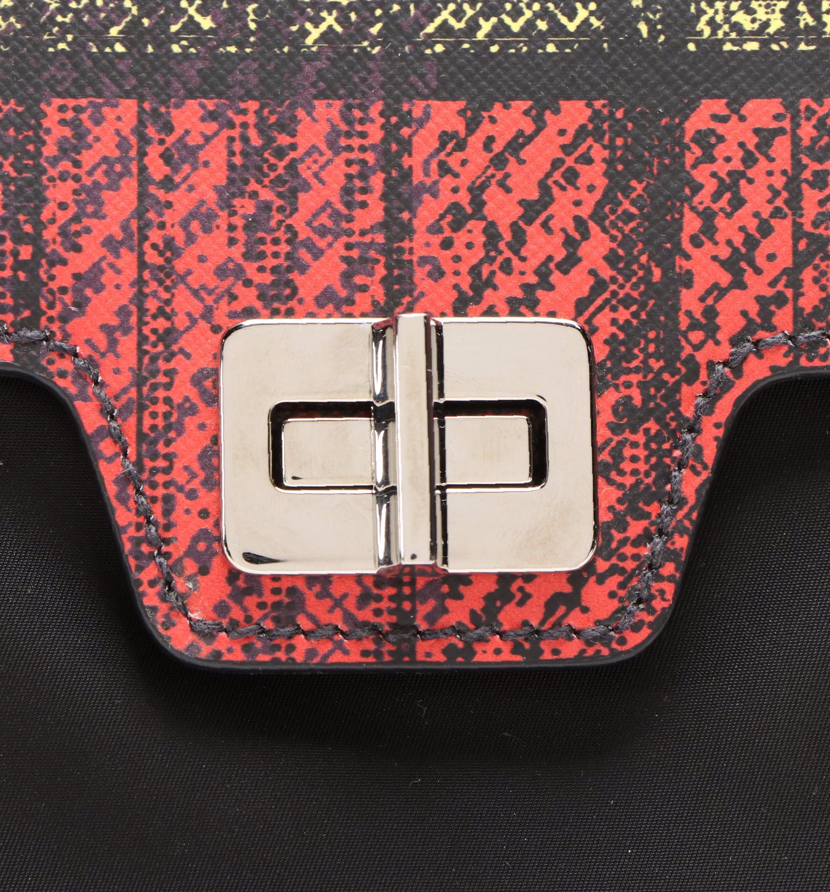 Prada Printed Saffiano Leather and Tessuto Small Turnlock Bag