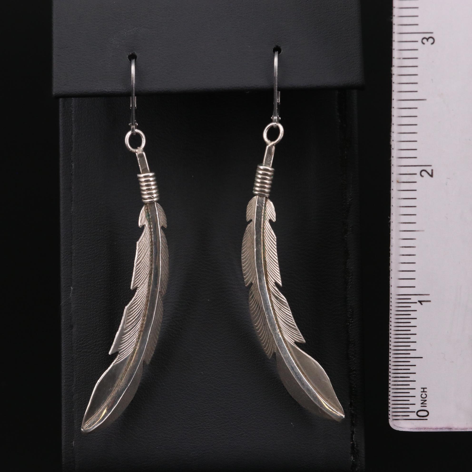 Bobby Lujan Taso Pueblo Sterling Silver Dangle Earrings