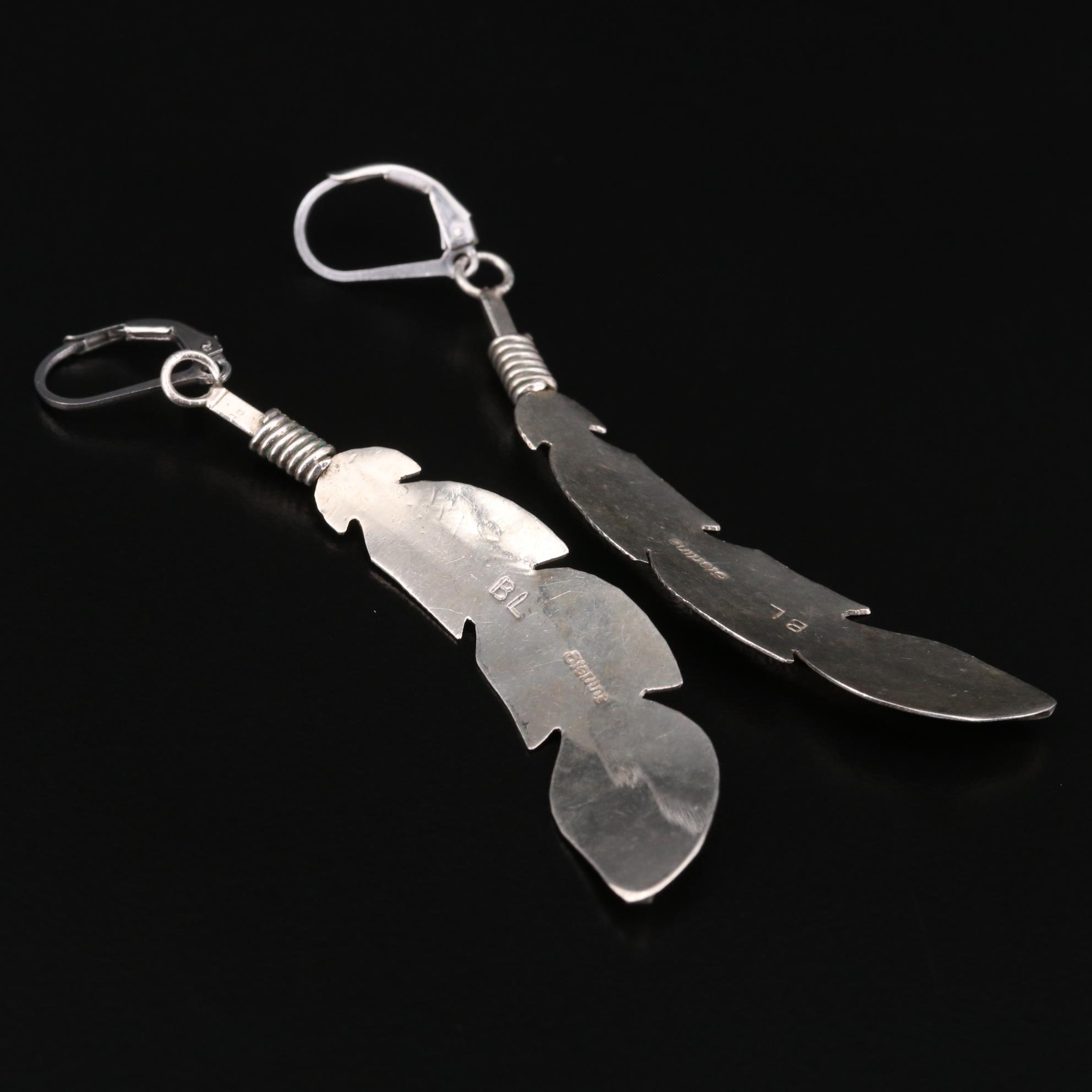 Bobby Lujan Taso Pueblo Sterling Silver Dangle Earrings