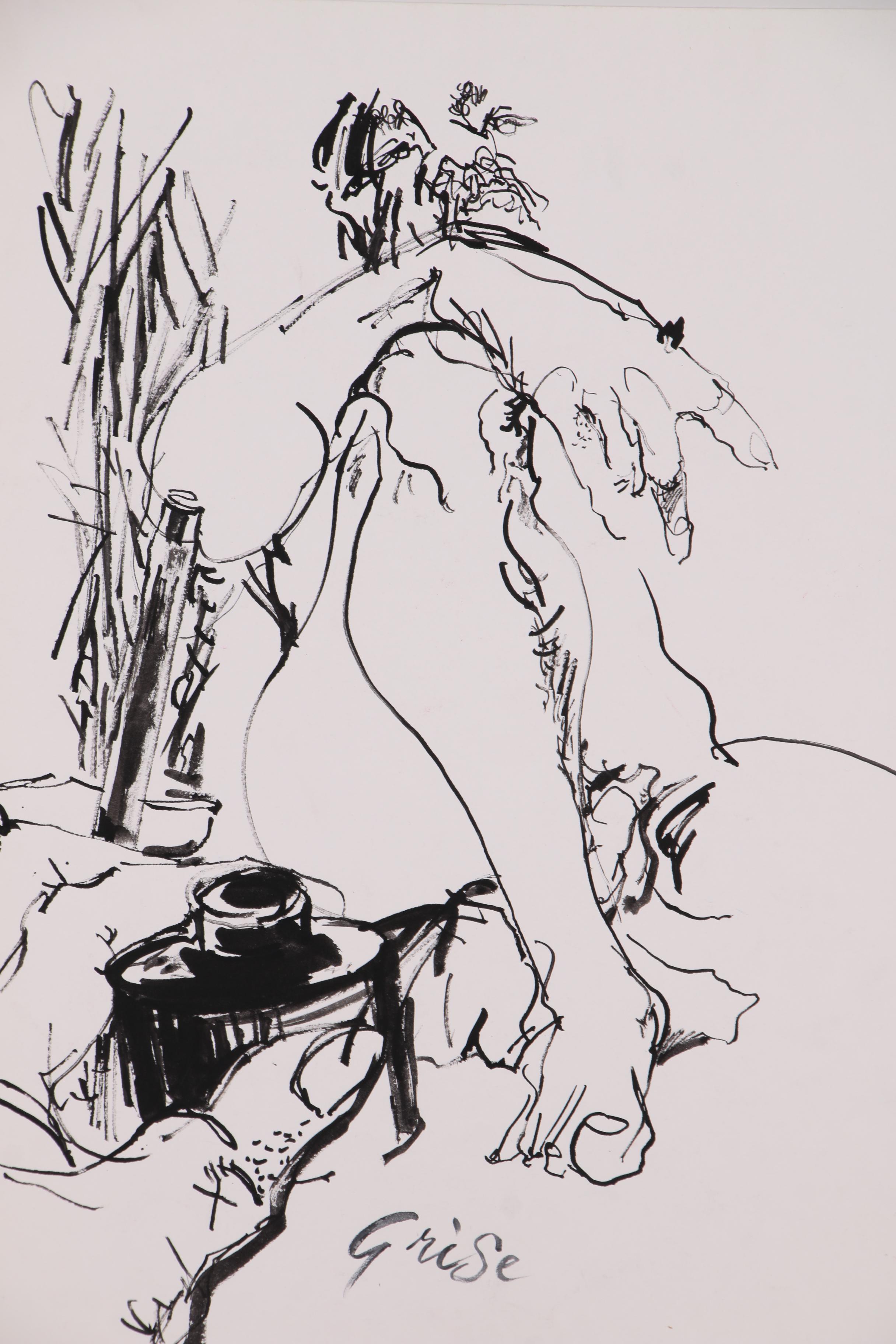Hendrik Grise Ink Figure Drawing