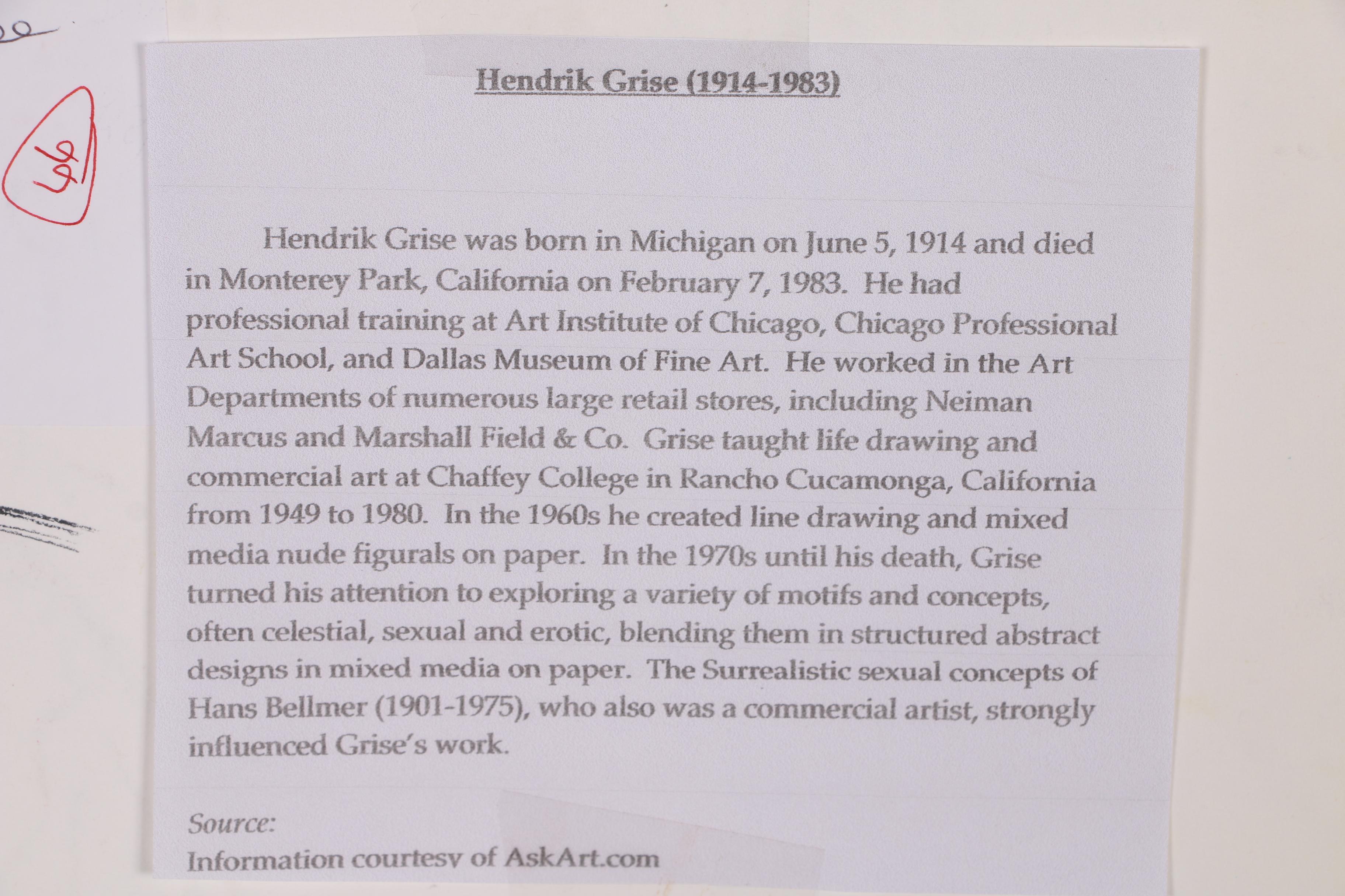 Hendrik Grise Ink Figure Drawing