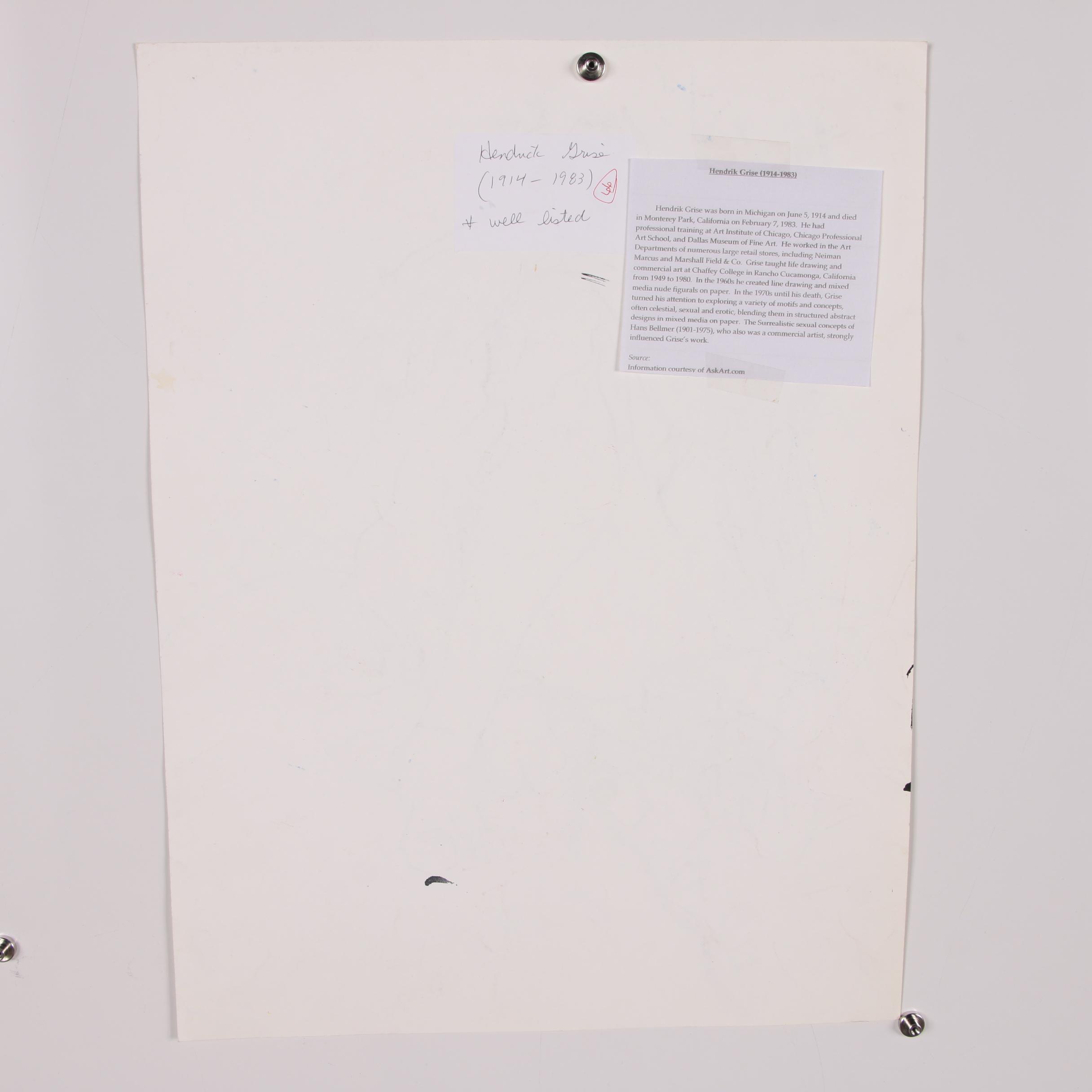 Hendrik Grise Ink Figure Drawing