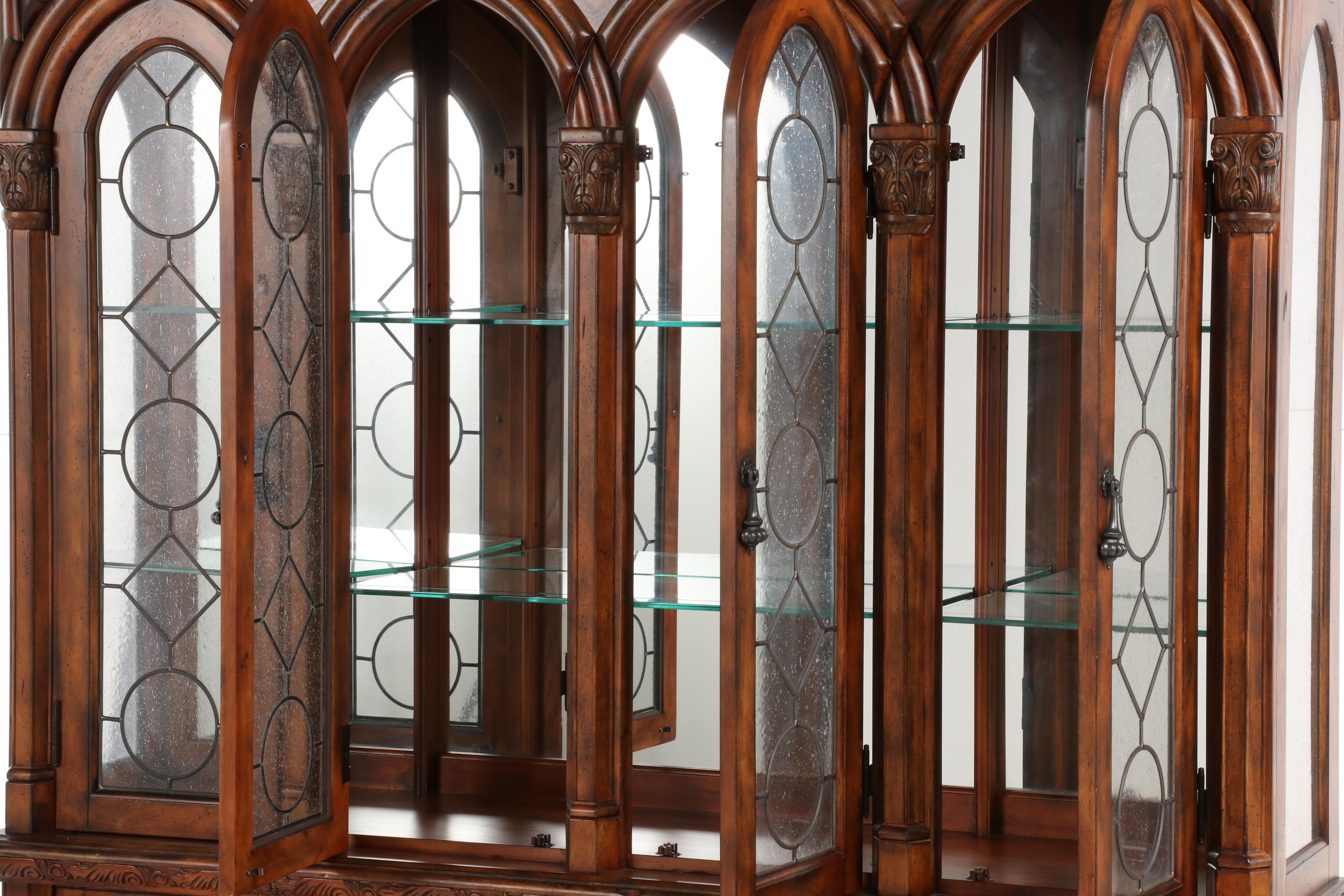 Broyhill Gothic Style Walnut-Stained China Cabinet