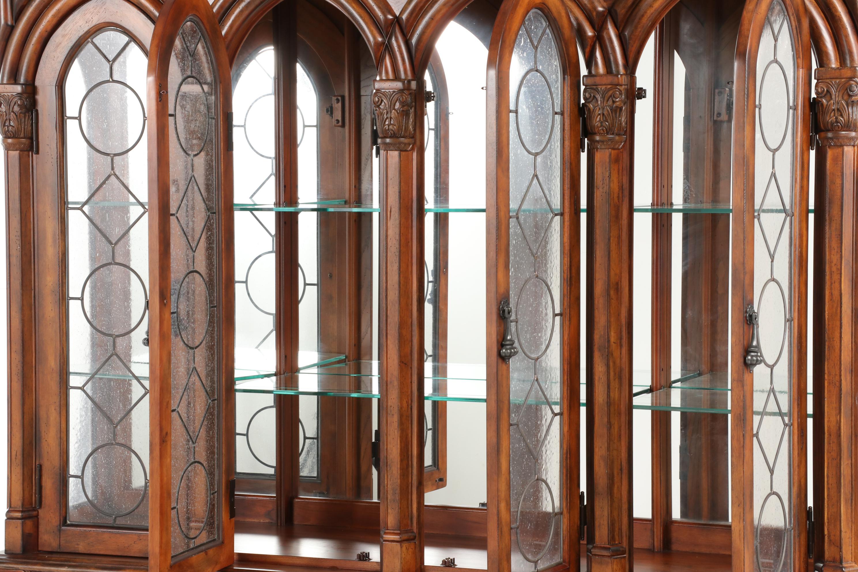 Broyhill Gothic Style Walnut-Stained China Cabinet