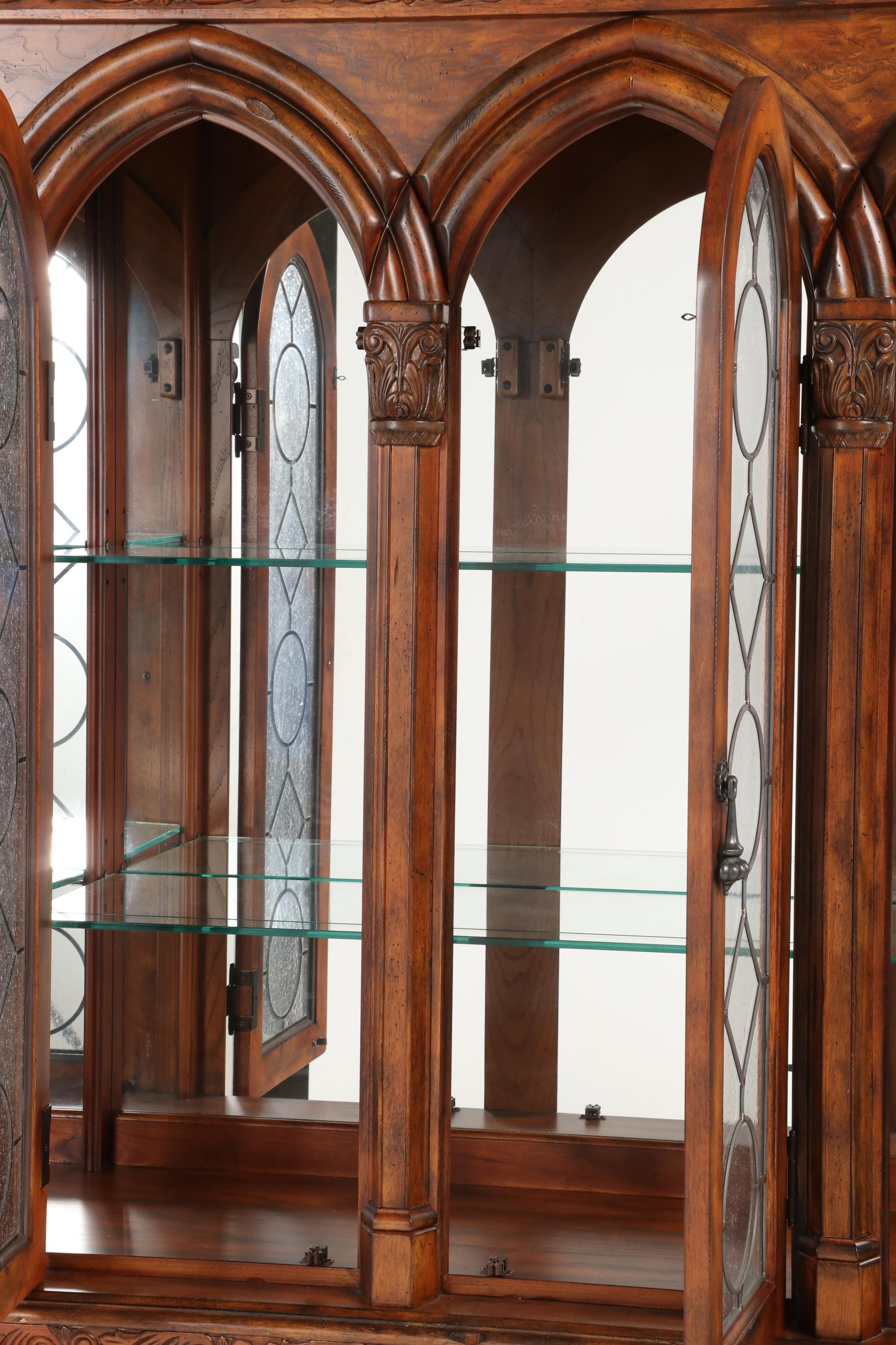 Broyhill Gothic Style Walnut-Stained China Cabinet