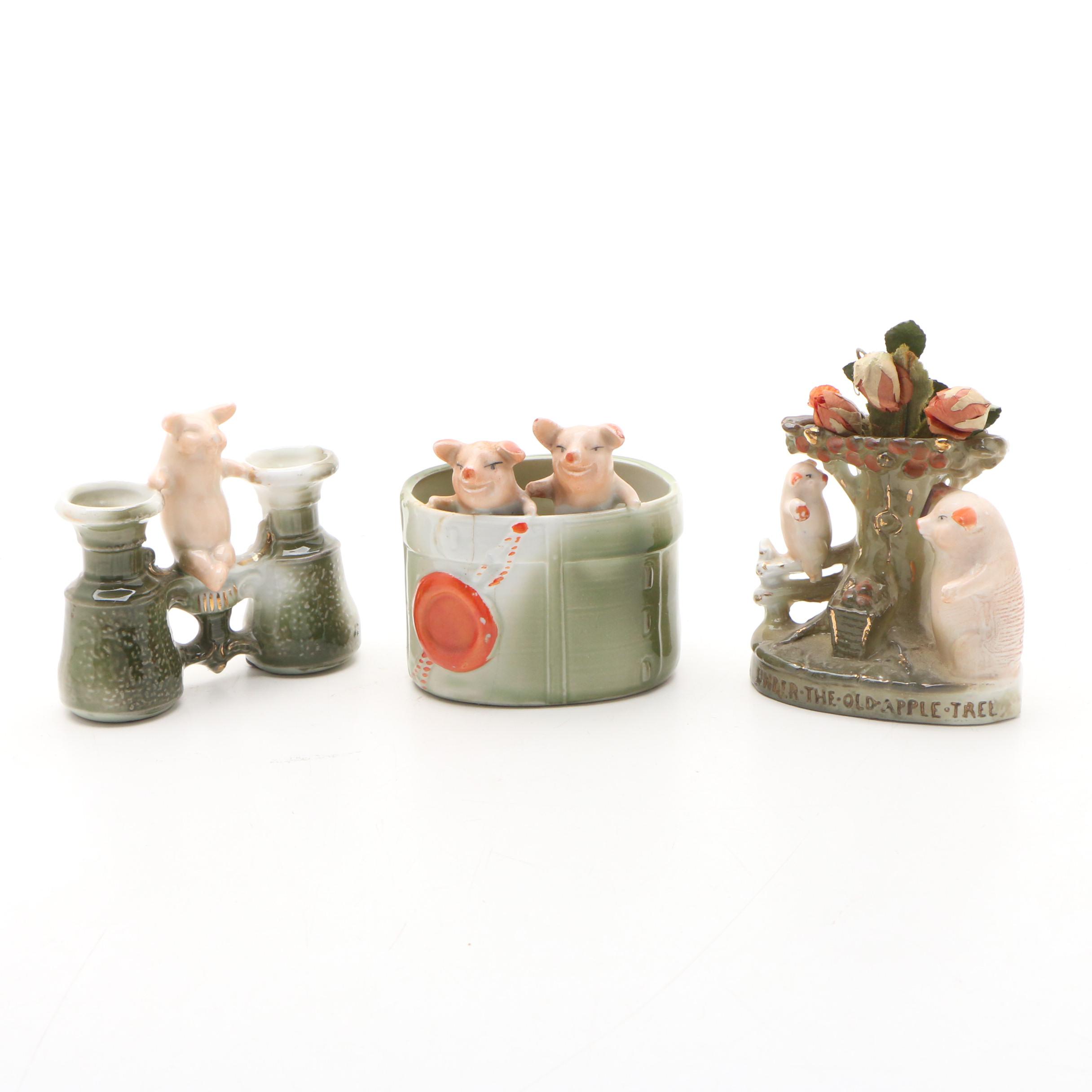 German Porcelain Pig Figurines