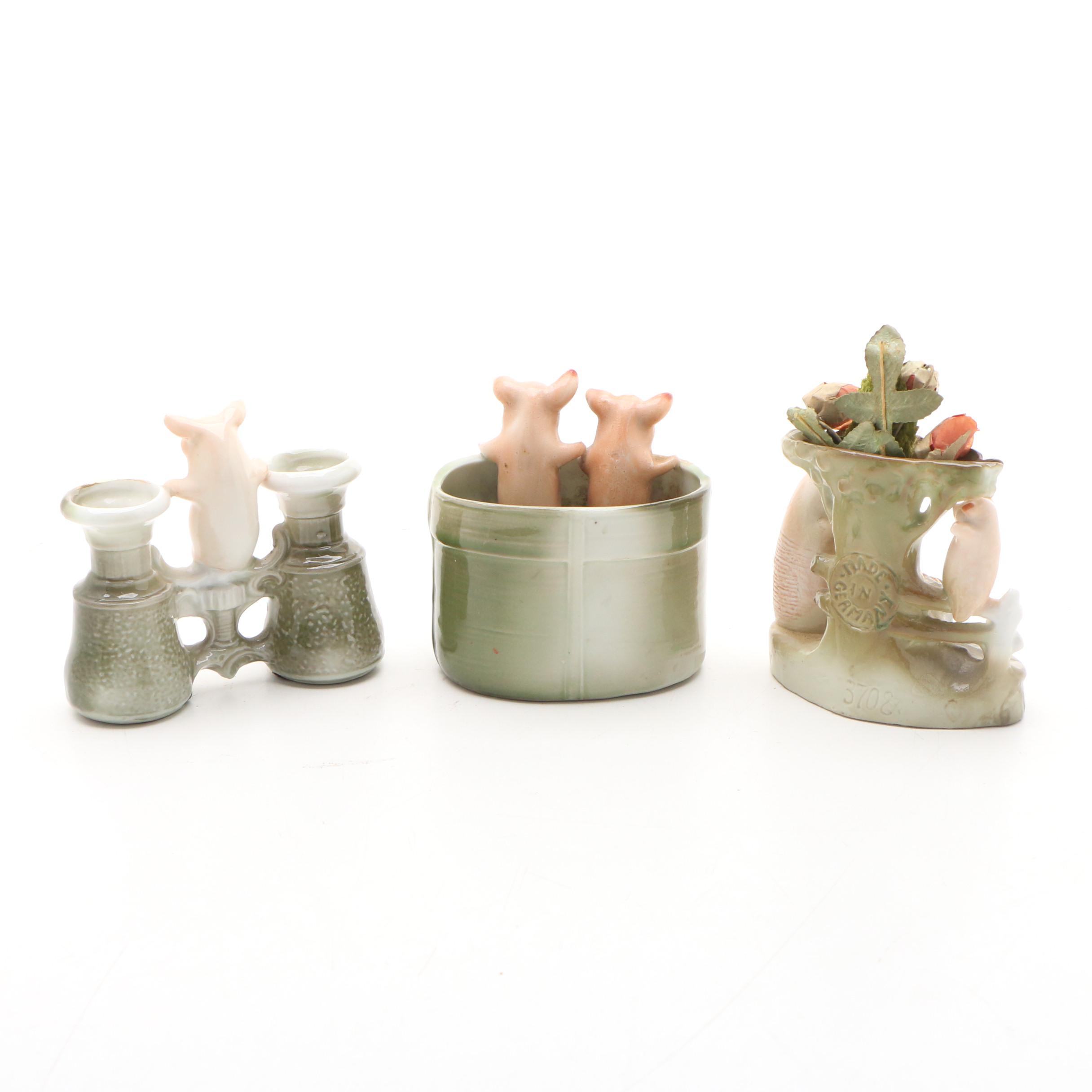 German Porcelain Pig Figurines