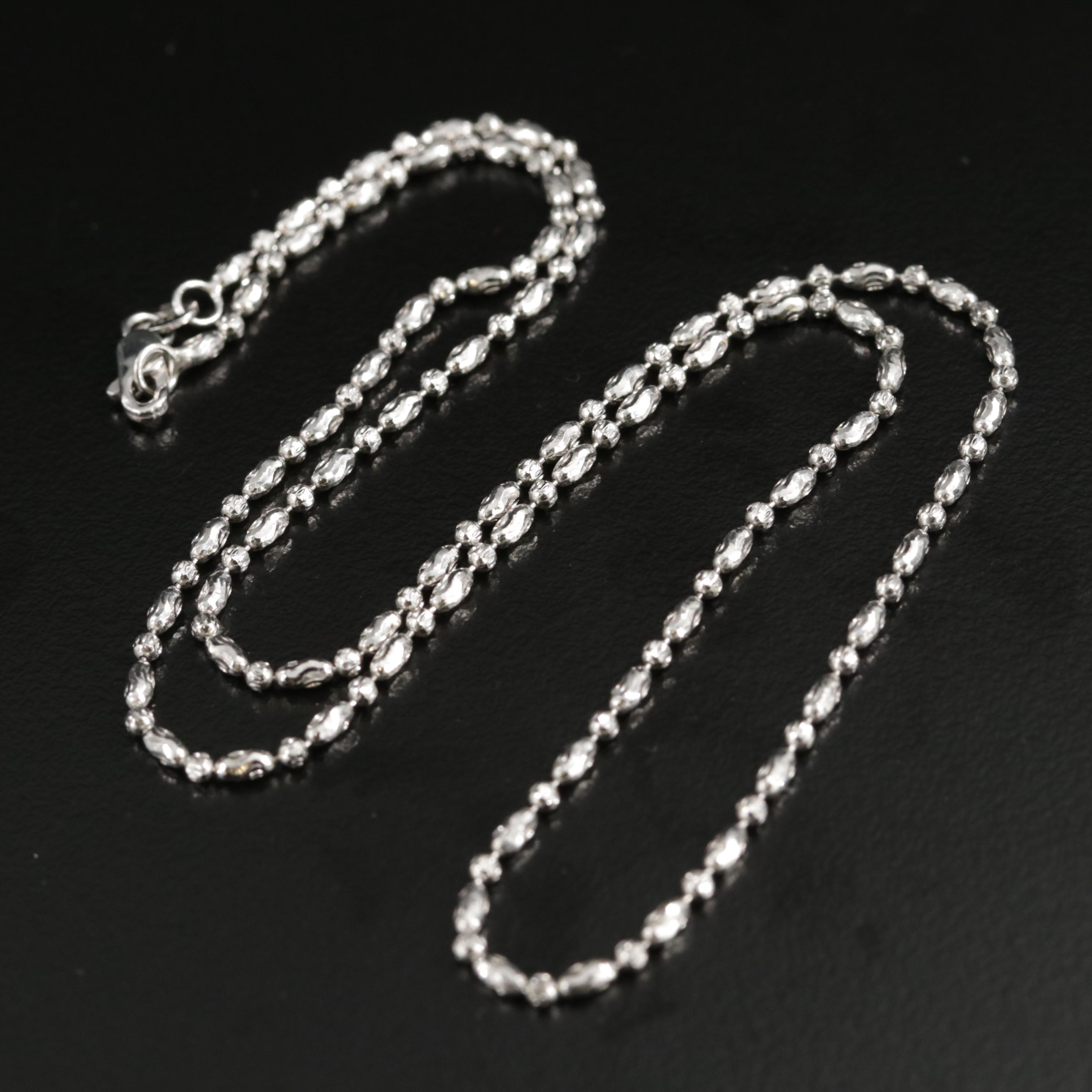 14K White Gold Fancy Ball Chain Necklace