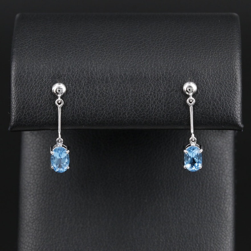 14K White Gold Topaz Drop Earrings