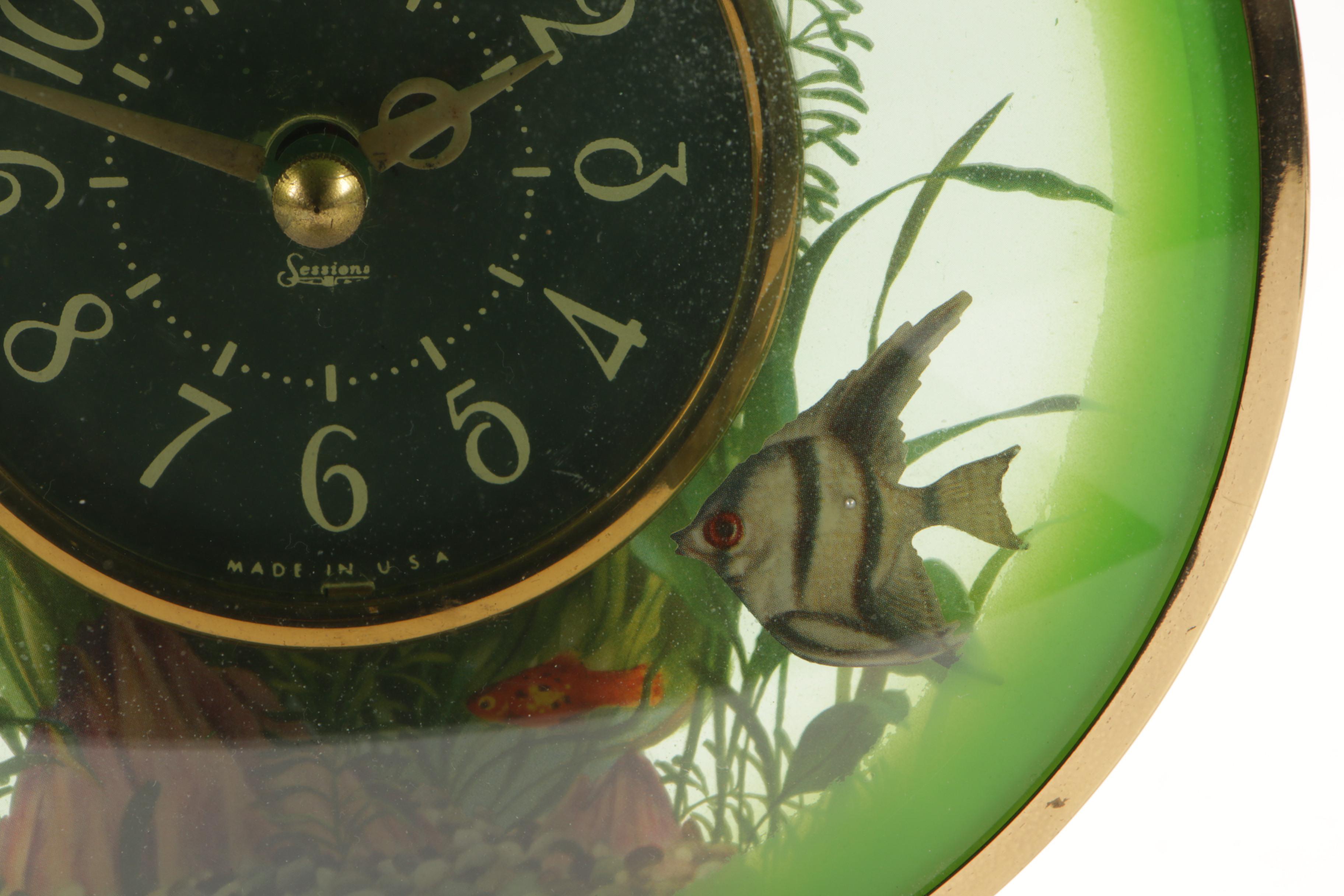 Sessions "Aquarius" Animated Fish Electric Clock, 1950s