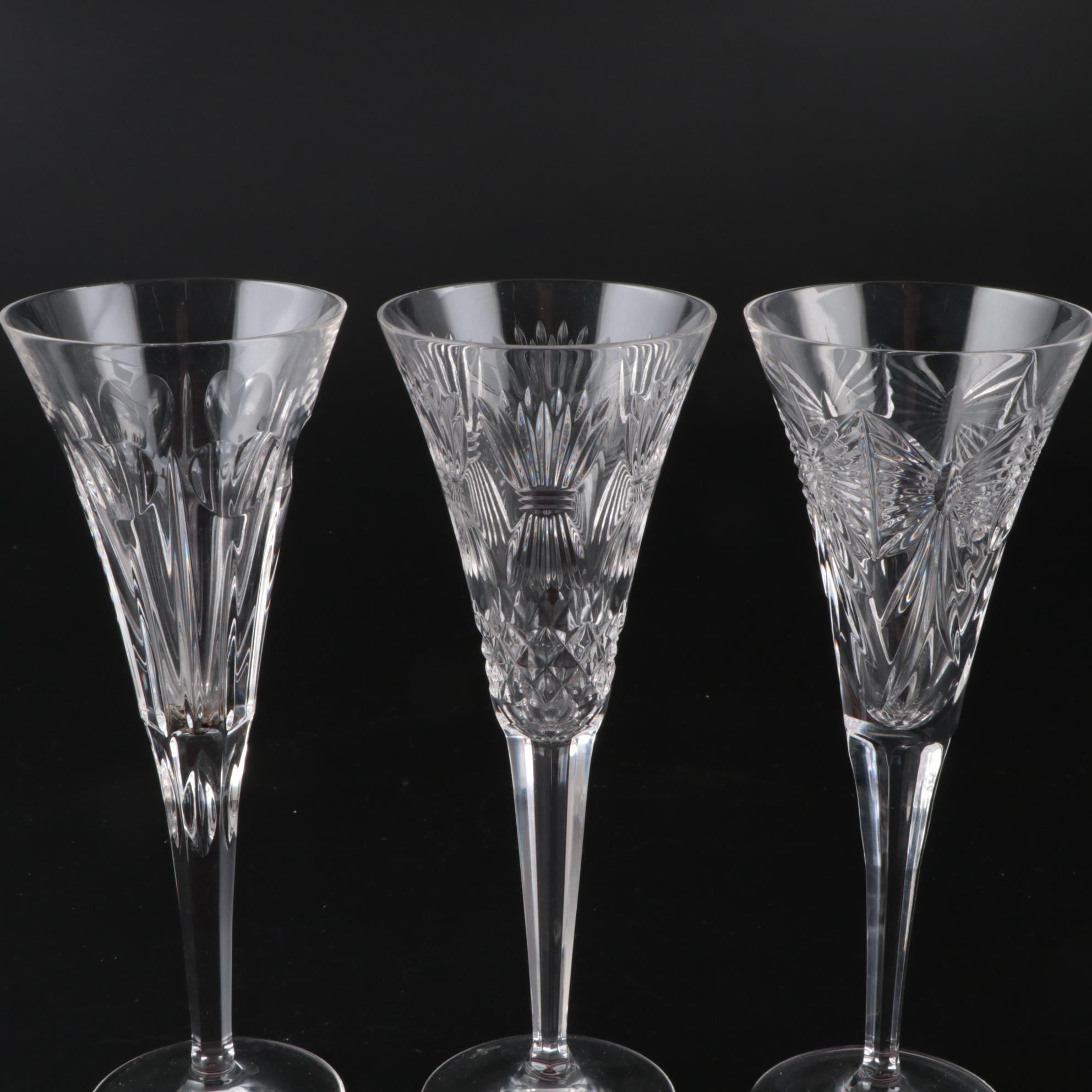 Waterford Crystal Millennium Series Champagne Flutes, 1996-2005