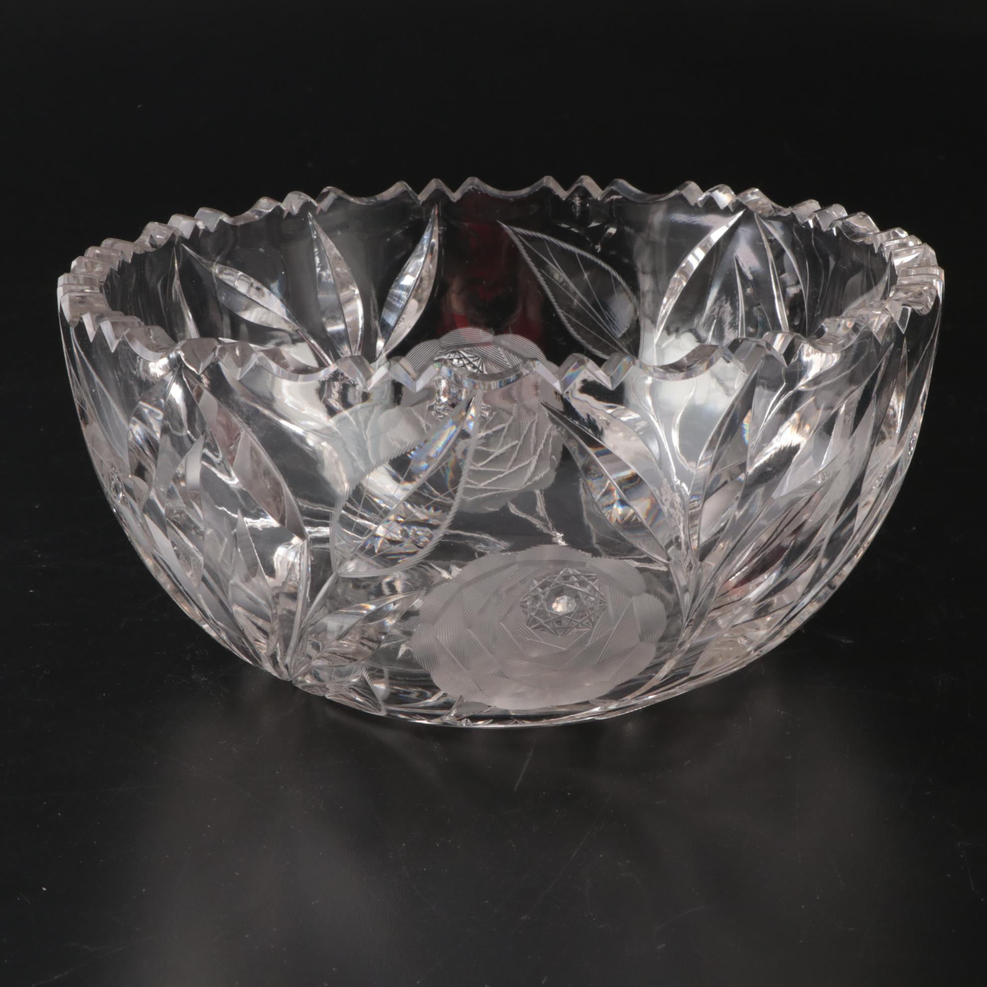 Charles Link "Bridgeton Rose" Cut Glass Bowl, Early 20th Century