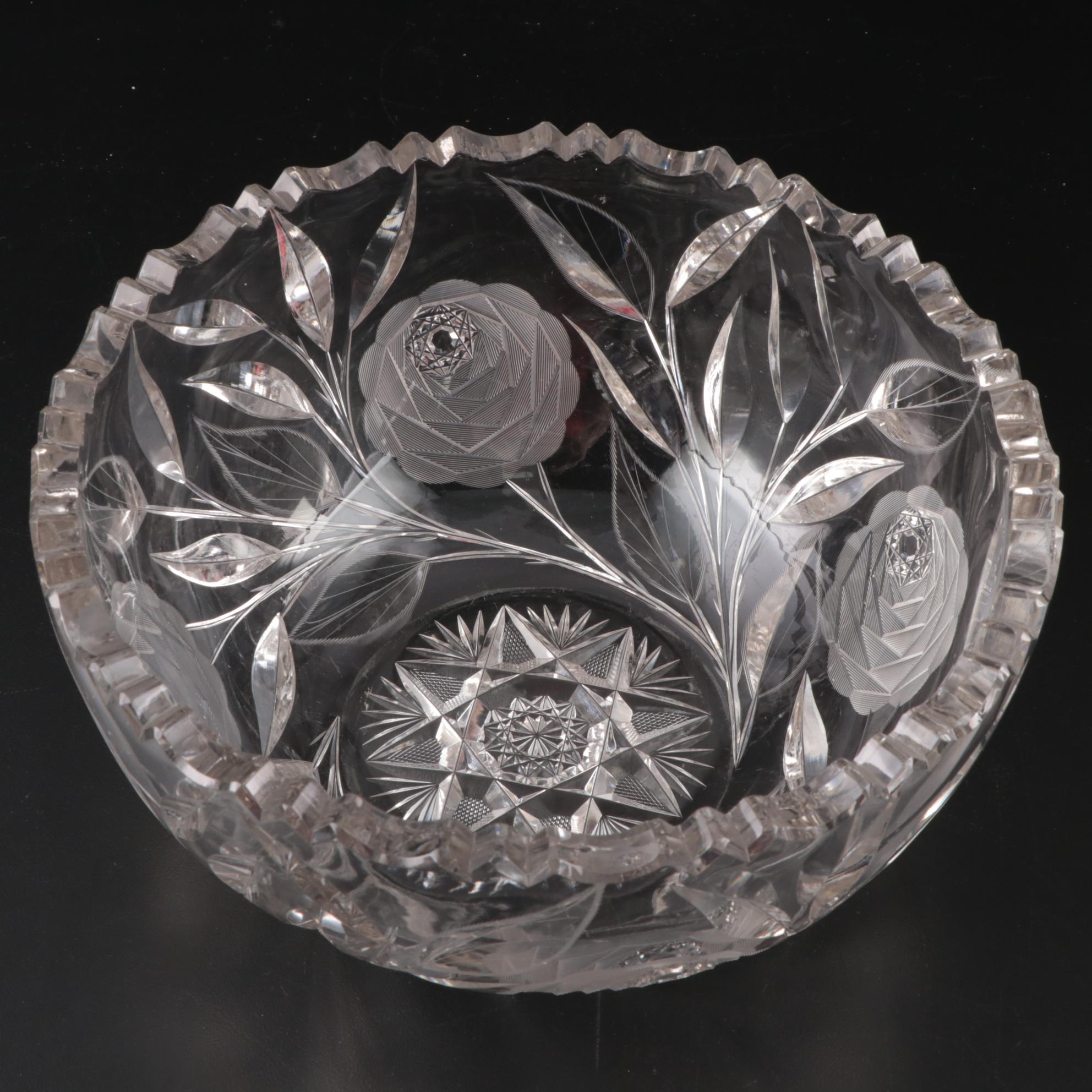 Charles Link "Bridgeton Rose" Cut Glass Bowl, Early 20th Century