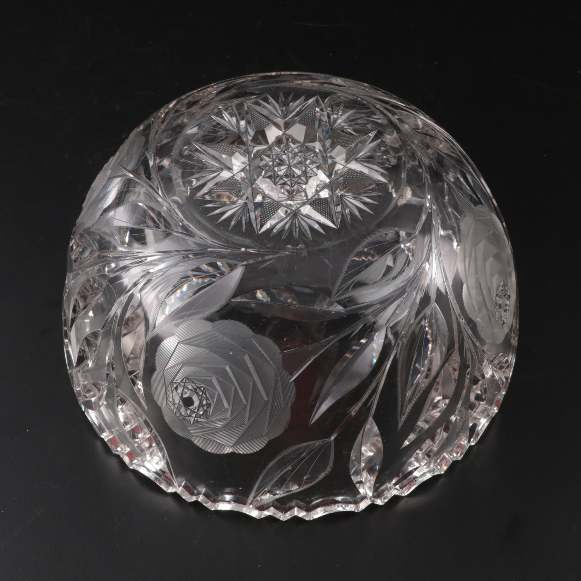Charles Link "Bridgeton Rose" Cut Glass Bowl, Early 20th Century