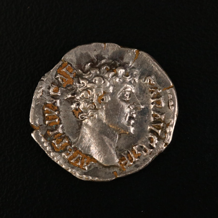 Ancient Roman Imperial AR Denarius of Marcus Aurelius, ca. 145 A.D.