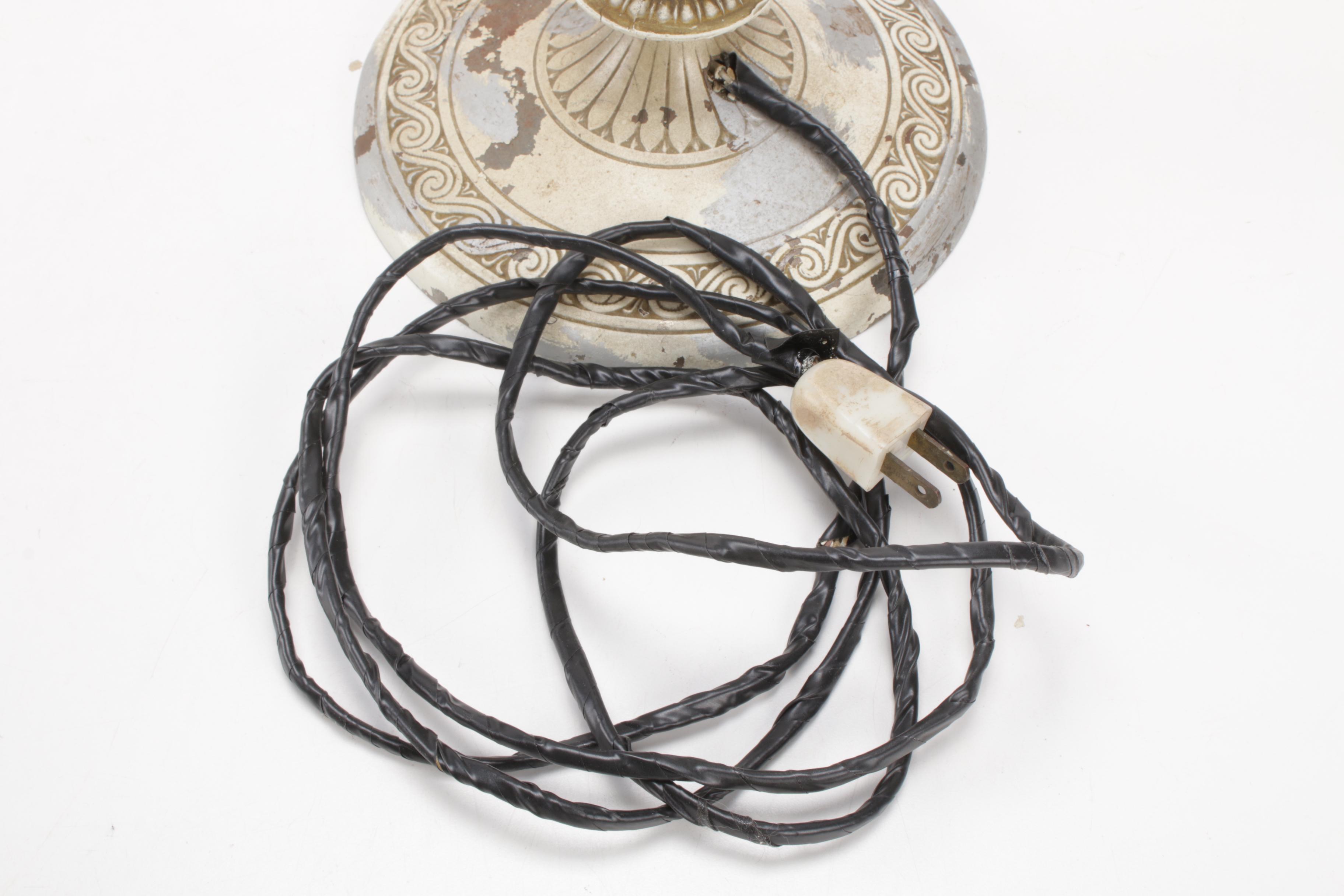 Miller Lamp Co. Gilt Metal Lamp with Slag Glass Shade, Early 20th C.