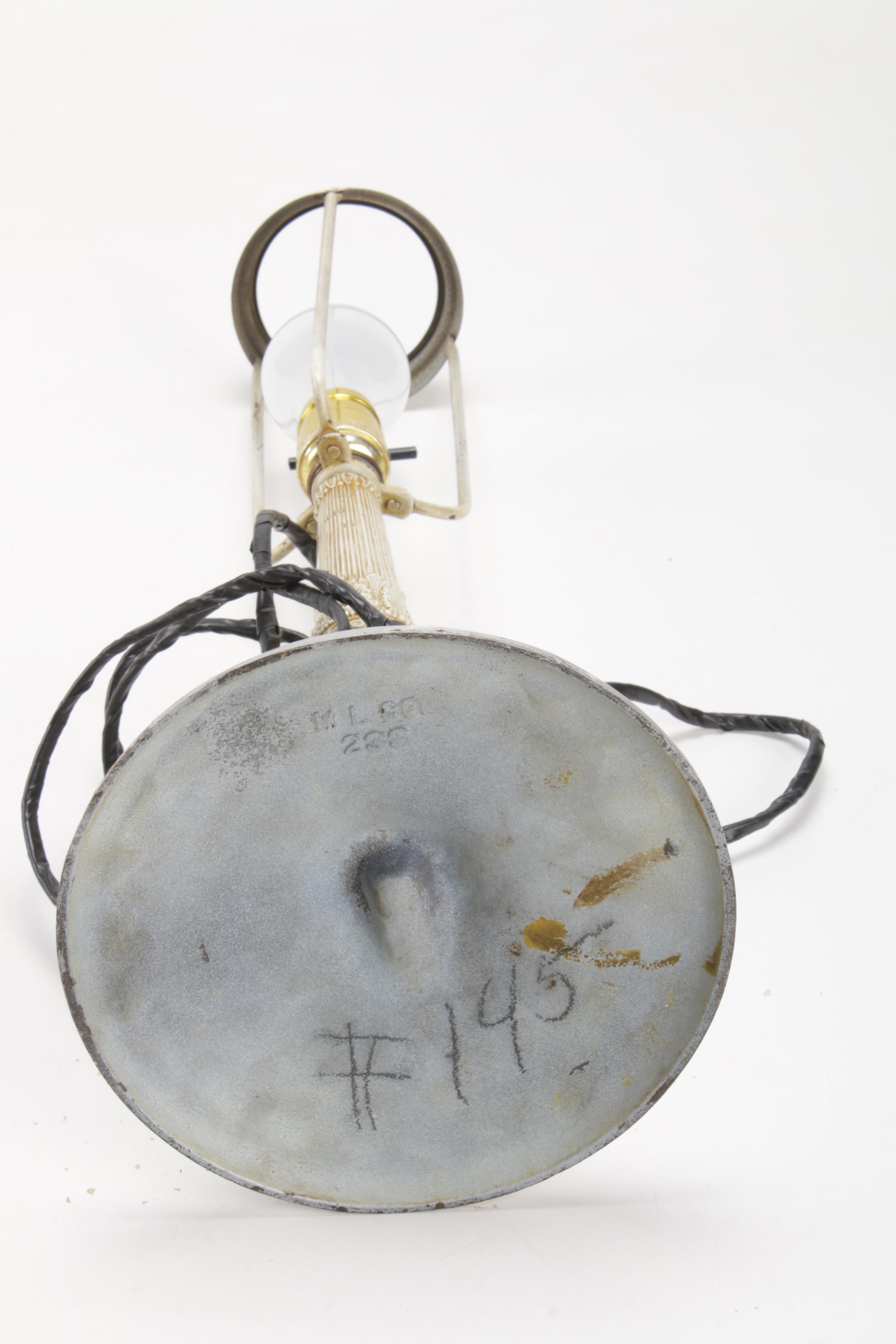 Miller Lamp Co. Gilt Metal Lamp with Slag Glass Shade, Early 20th C.