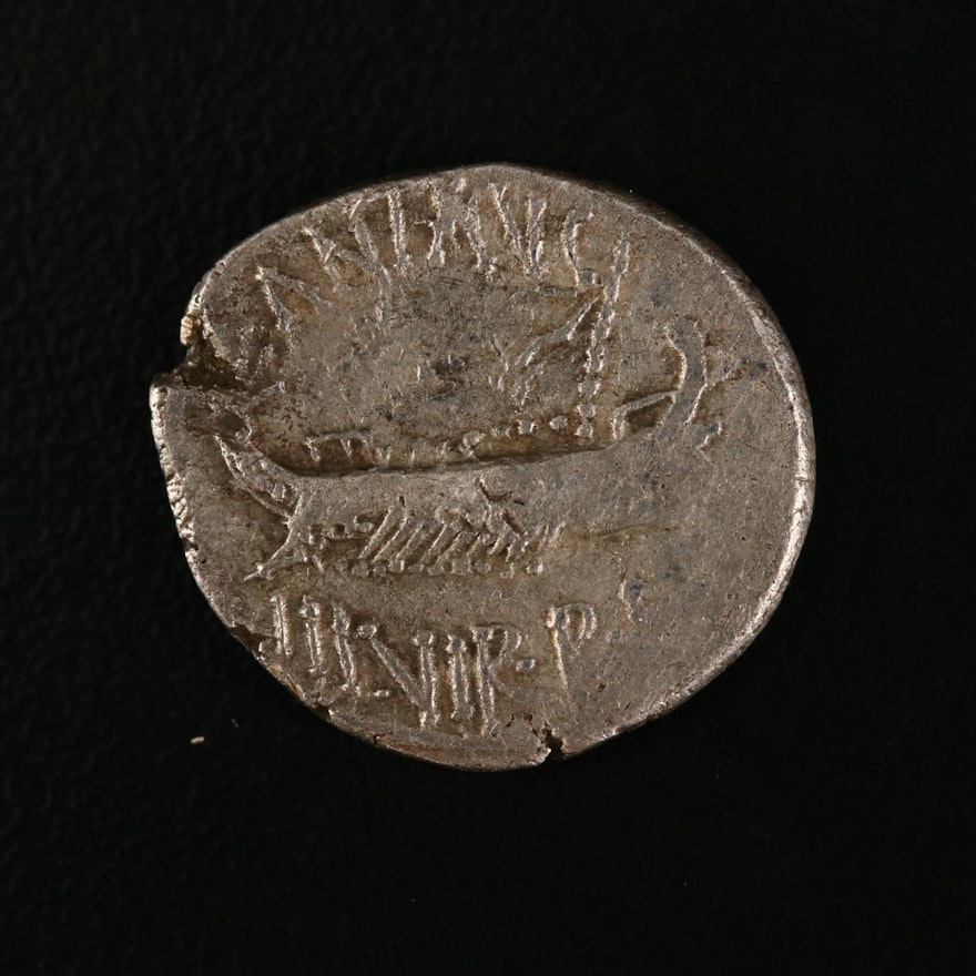 Ancient Roman Imperial Mark Antony Legionary AR Denarius, ca. 32 B.C.