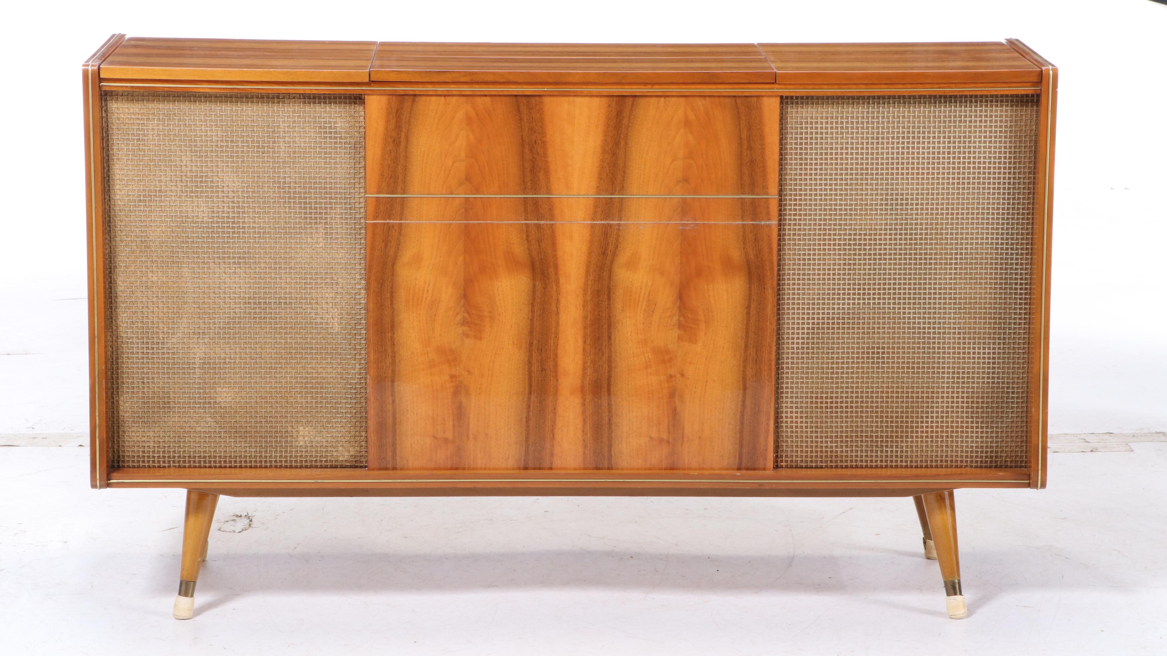 Telefunken "Radio-Phono-Console 1212" in Mid Century Modern Walnut Cabinet