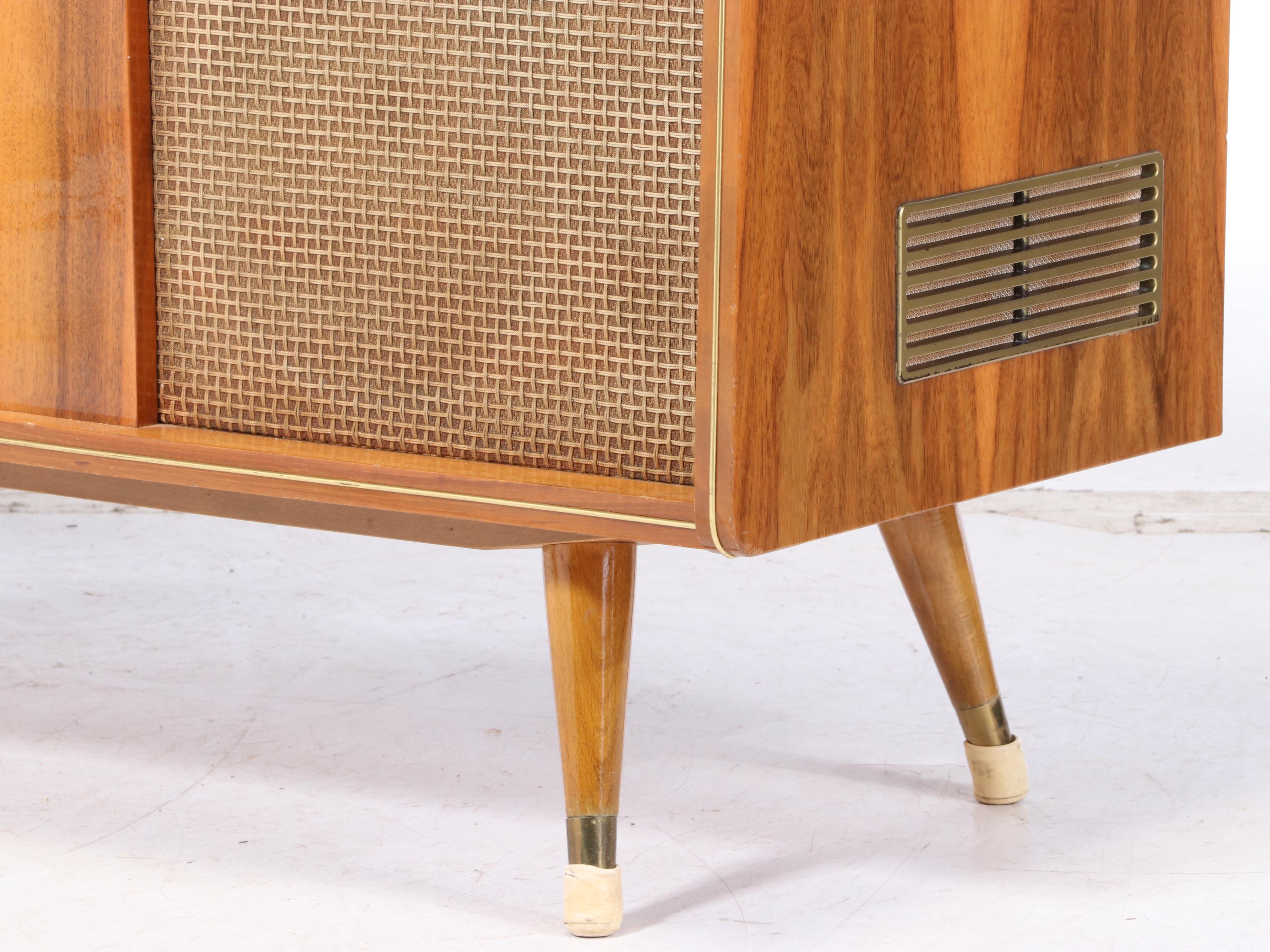 Telefunken "Radio-Phono-Console 1212" in Mid Century Modern Walnut Cabinet