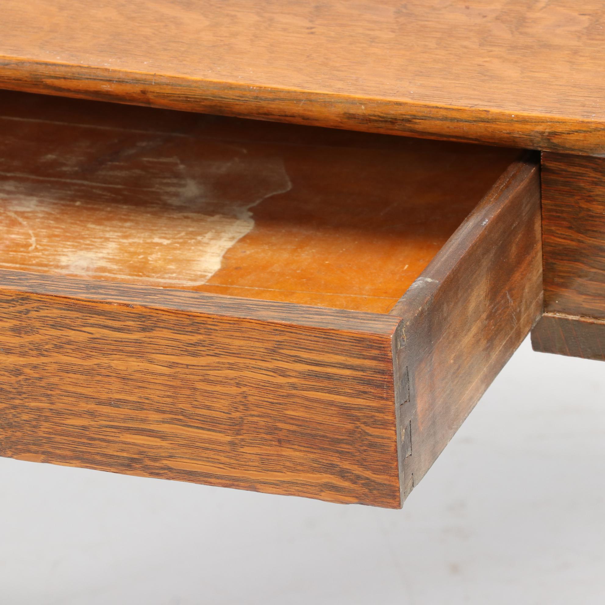 Empire Style Quarter-Sawn Oak Library Table, circa 1910