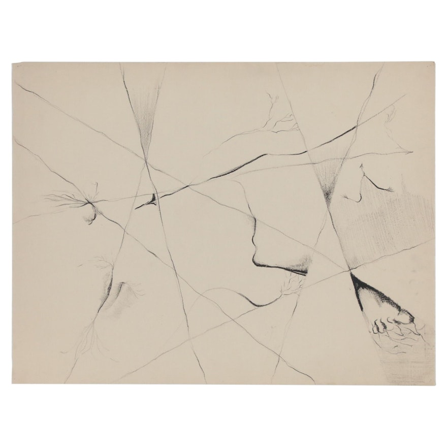 W. Glen Davis Abstract Charcoal Line Drawing