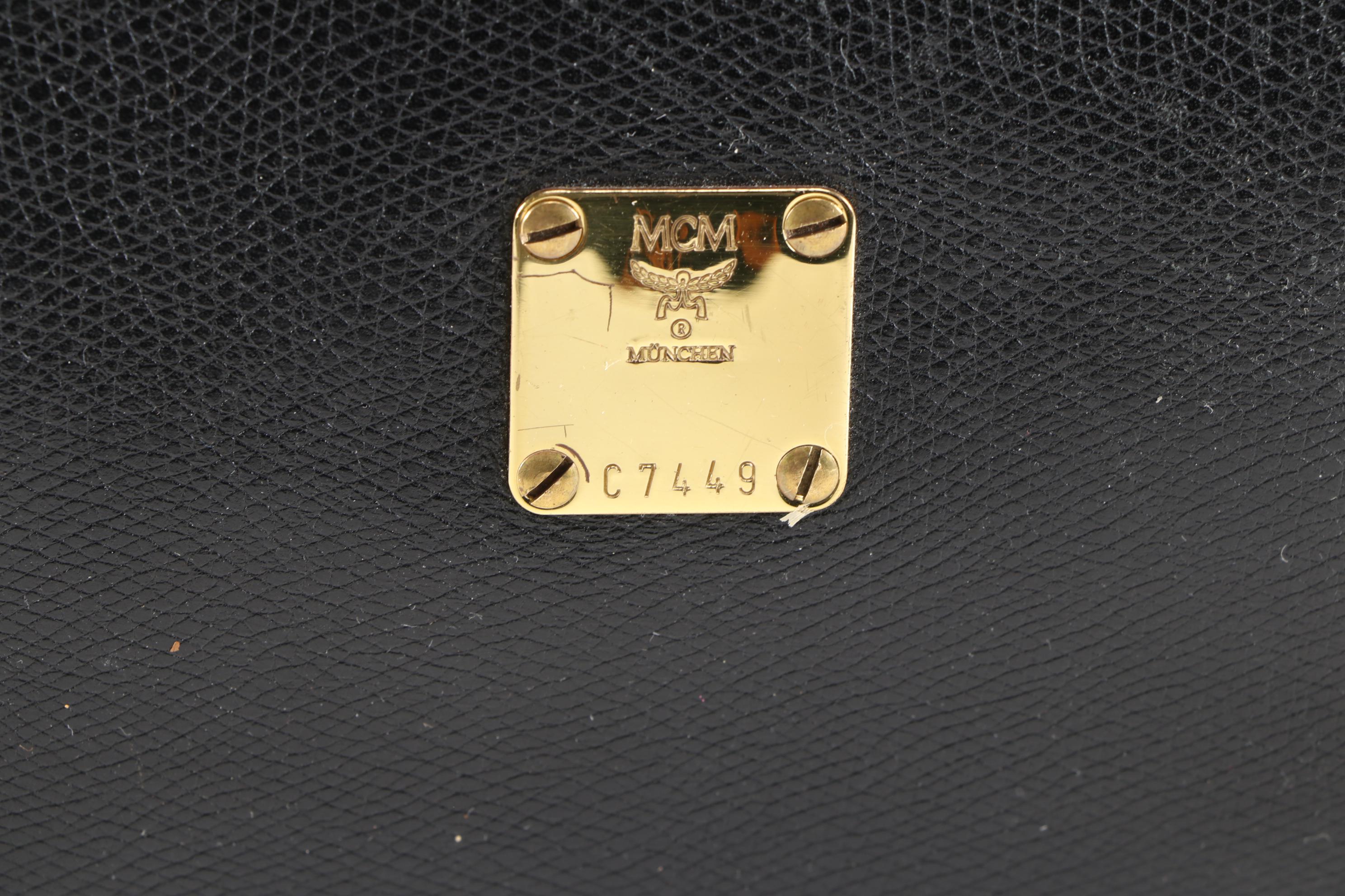 MCM Black Grained Leather Dual Compartment Shoulder Bag