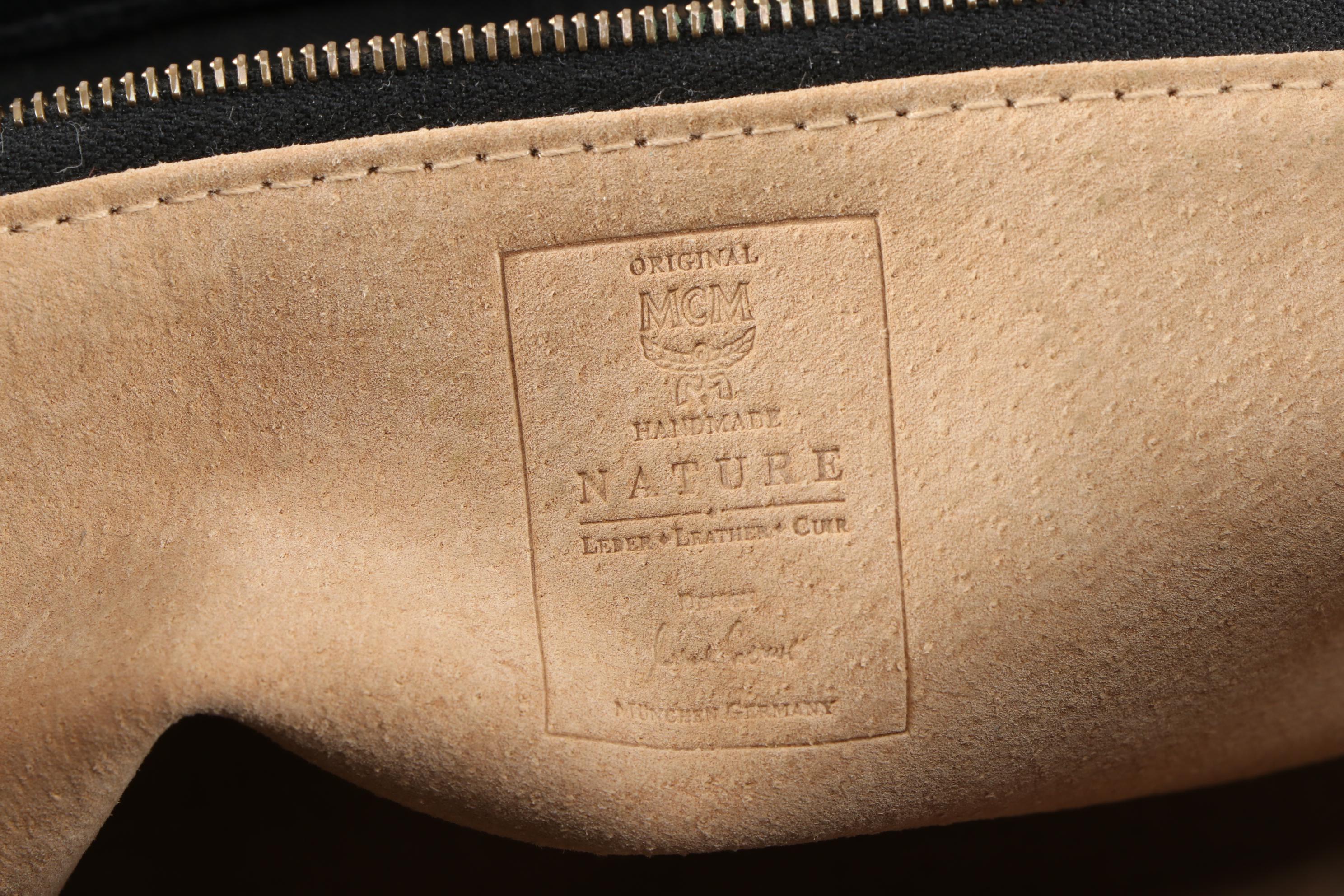 MCM Black Grained Leather Dual Compartment Shoulder Bag