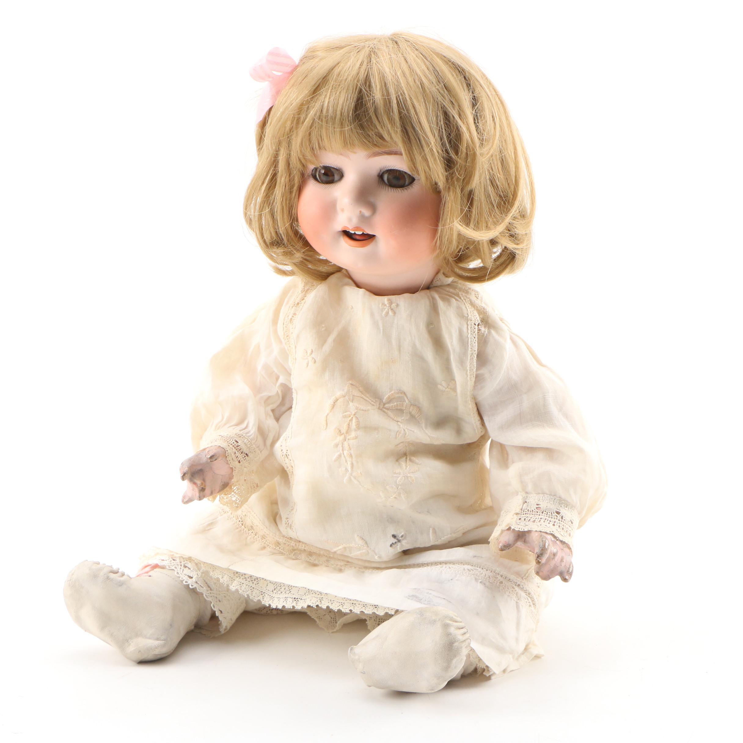 Heubach Koppelsdorf German Bisque Doll with Hand-Painted Face, Early 1900s