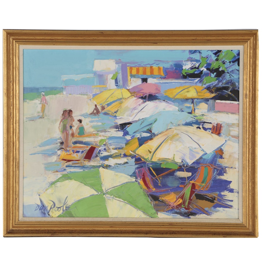 Dan Poole Acrylic Painting "Beach Club", 1992