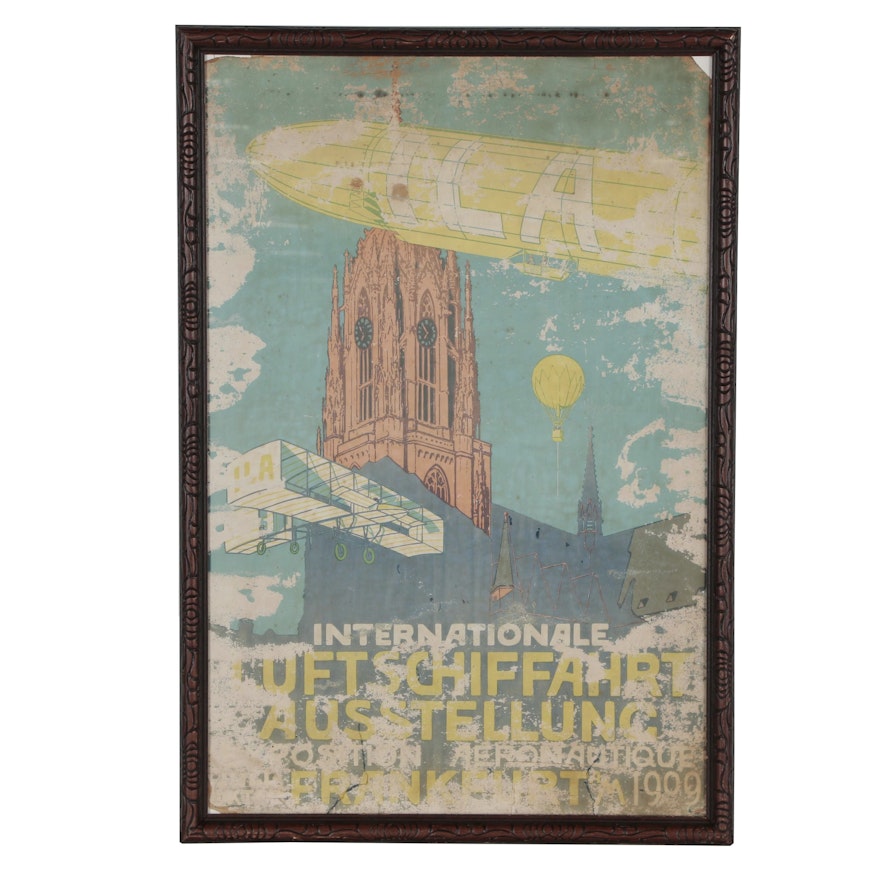 Lithograph Poster for German Aeronautical Show, 1909
