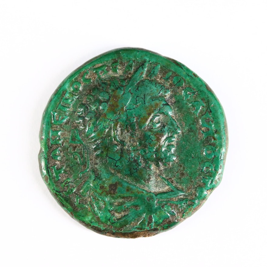 Ancient Roman Imperial AE26 Coin of Caracalla, Markianopolis Mint, ca. 198 A.D.