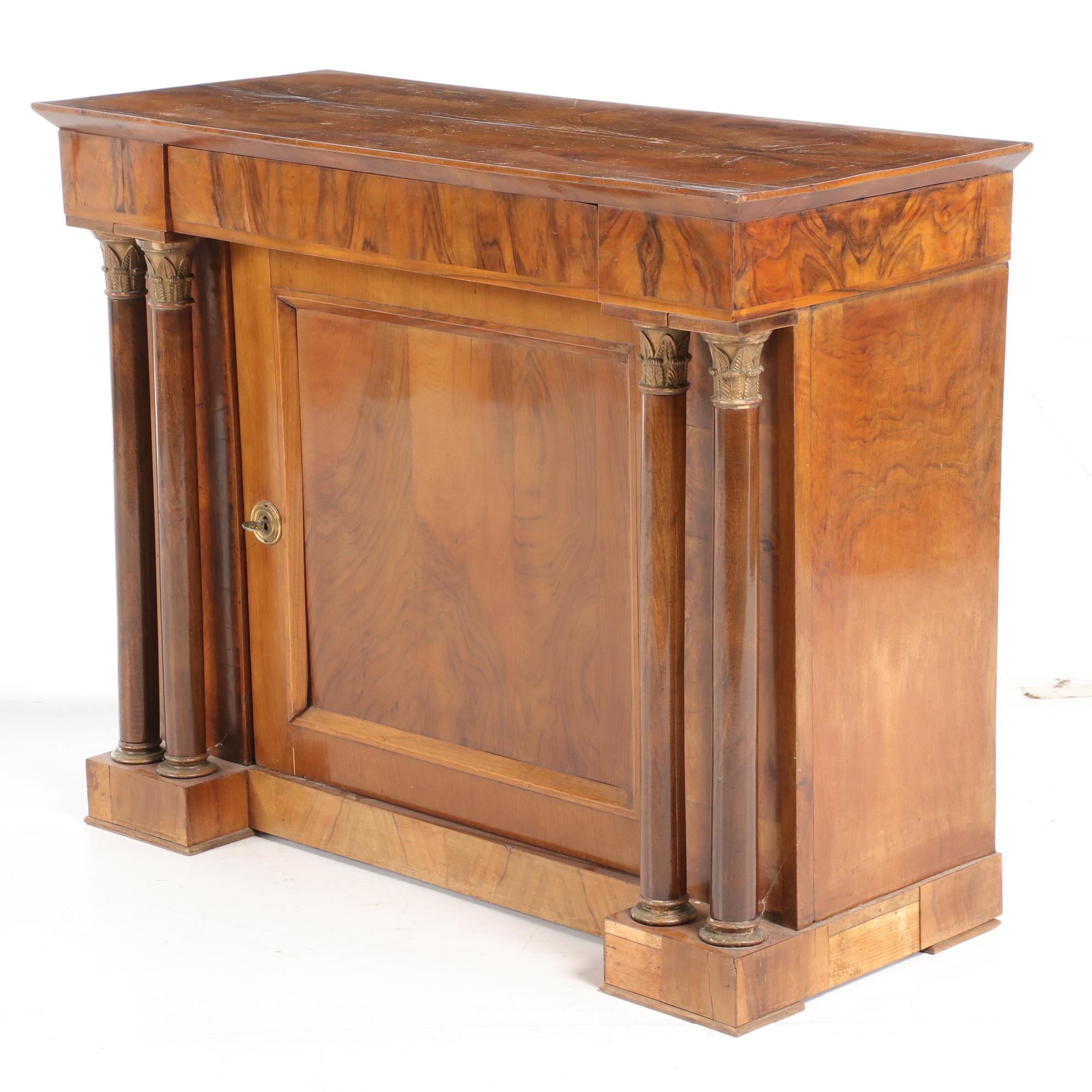 Austrian Figured Walnut and Parcel-Gilt Cabinet