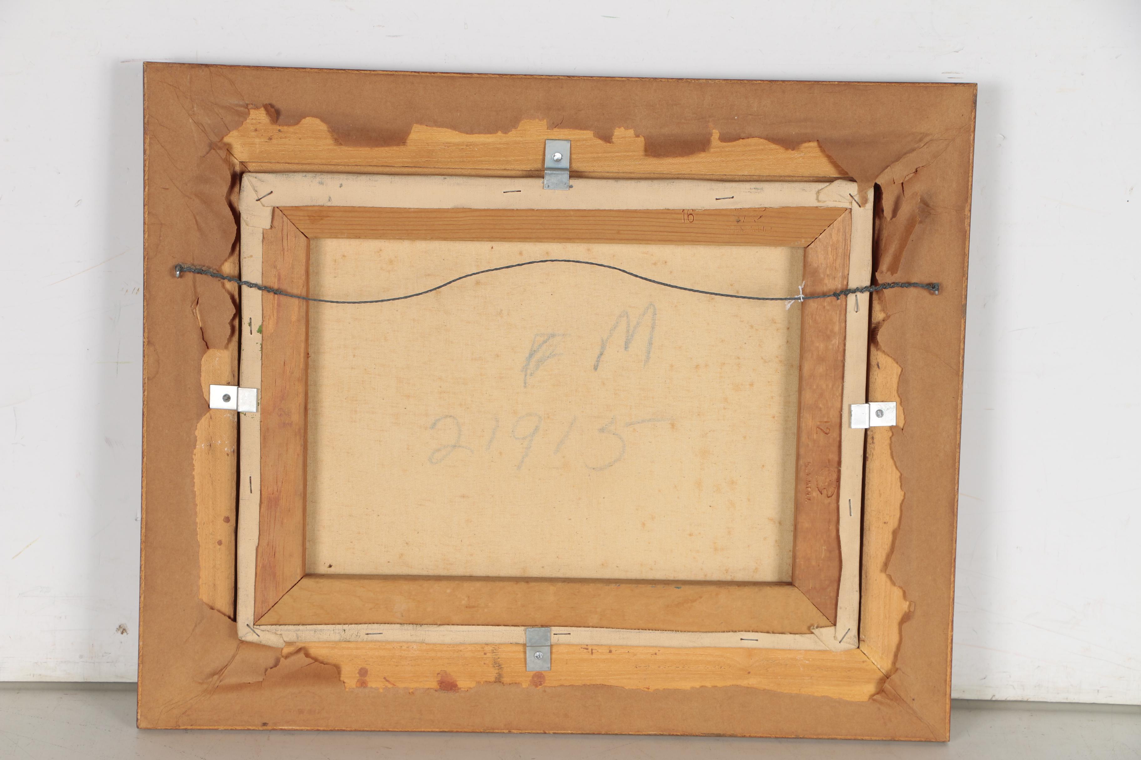 River Landscape Oil Painting, Mid-20th Century