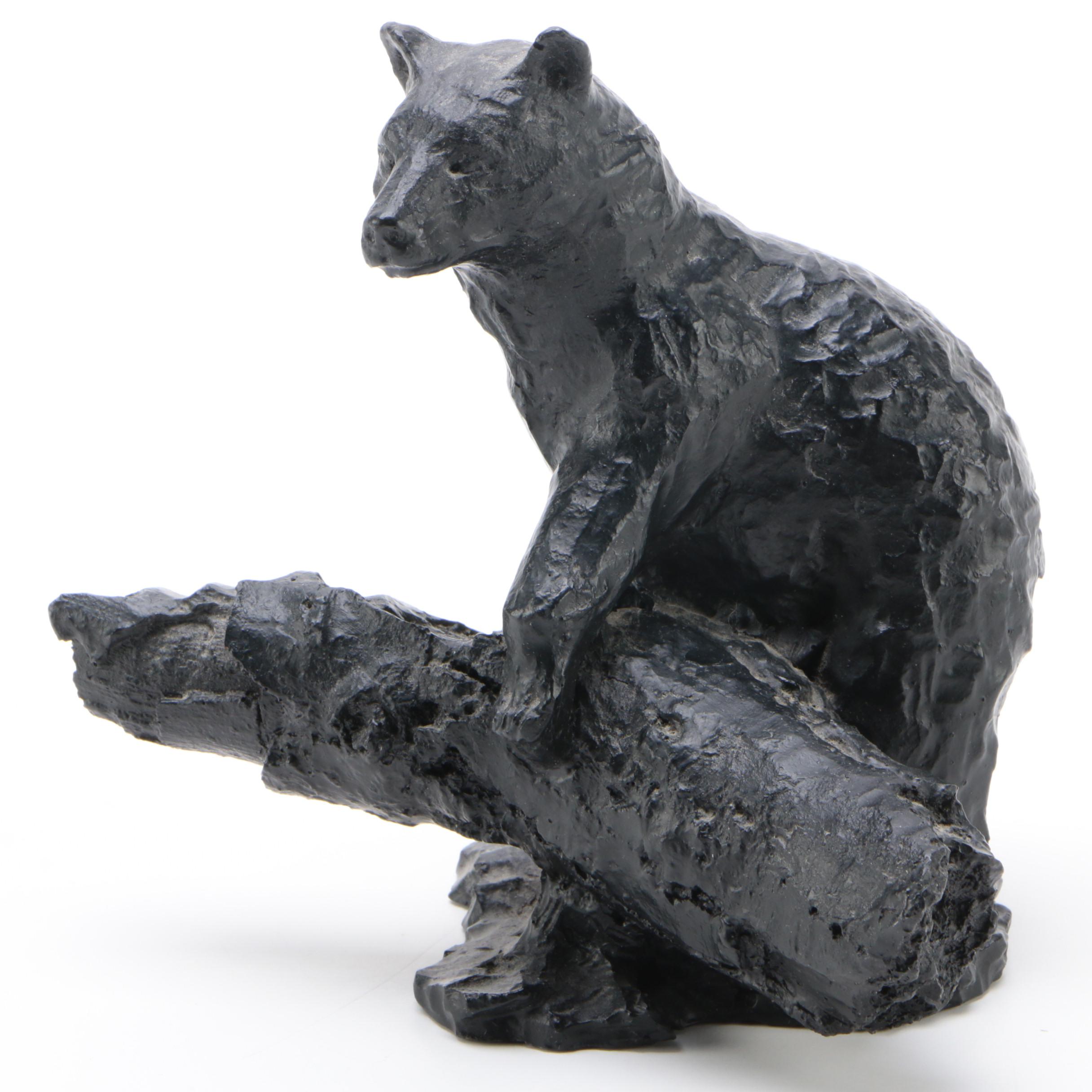 Group of Bear Figurines in Wood and Coal