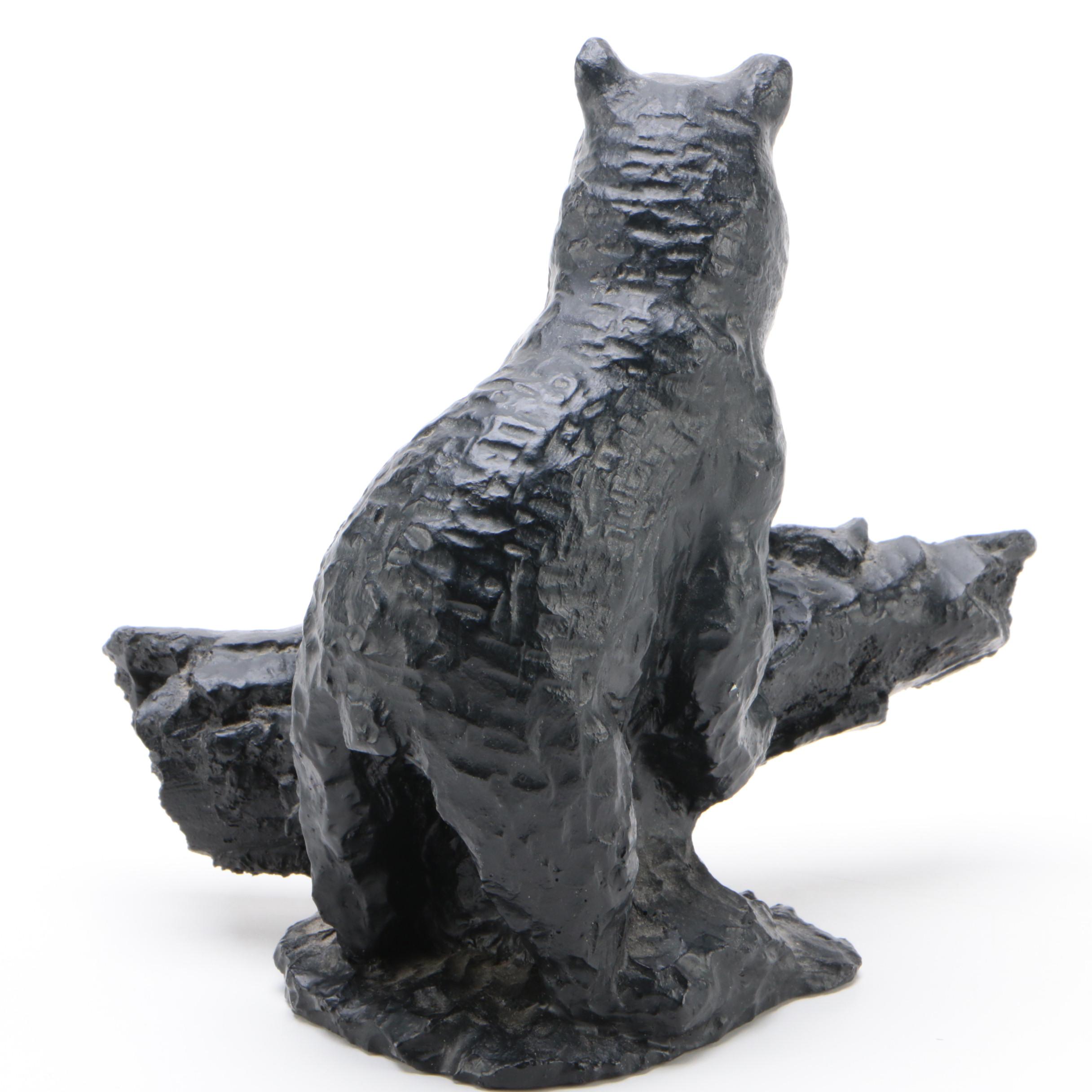 Group of Bear Figurines in Wood and Coal