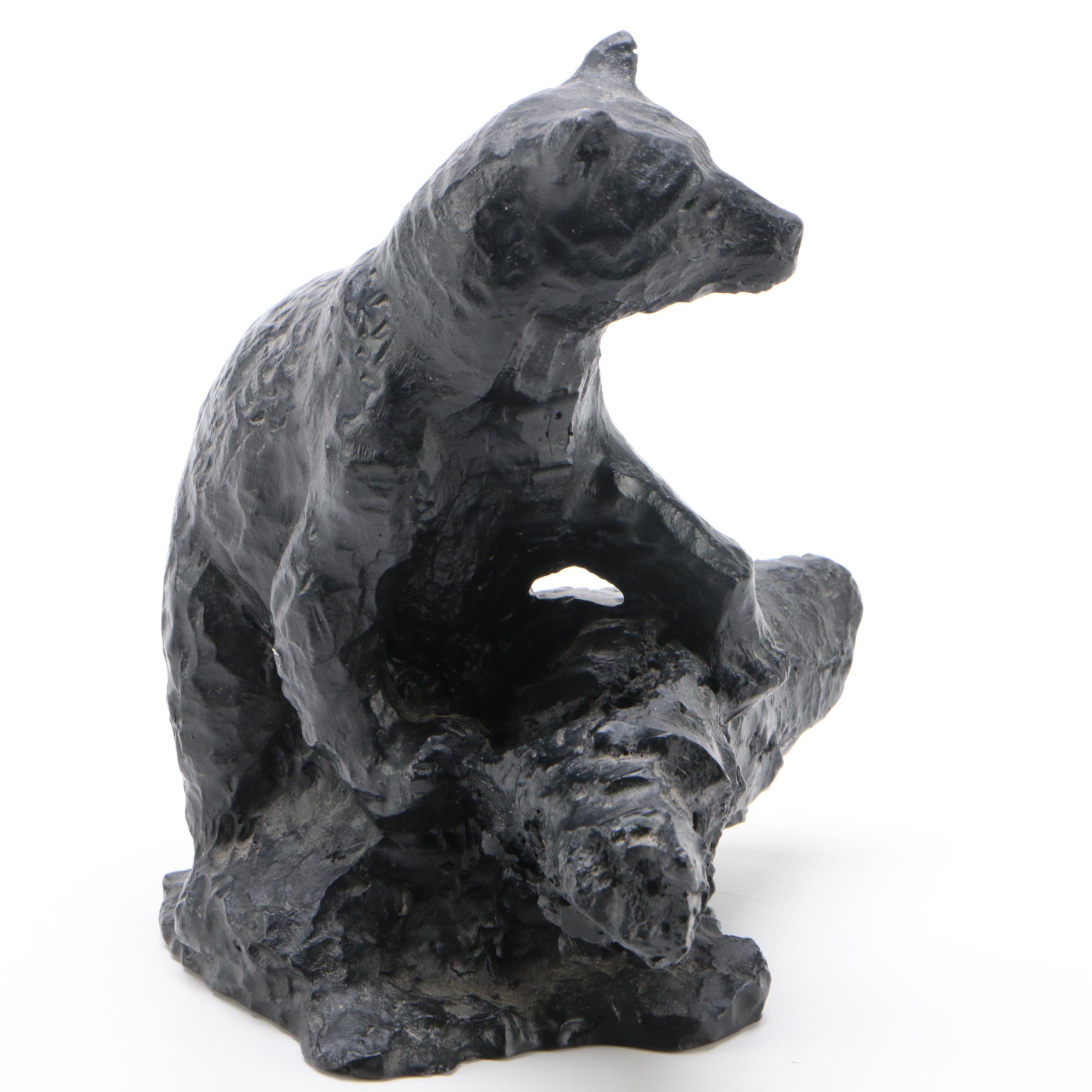Group of Bear Figurines in Wood and Coal