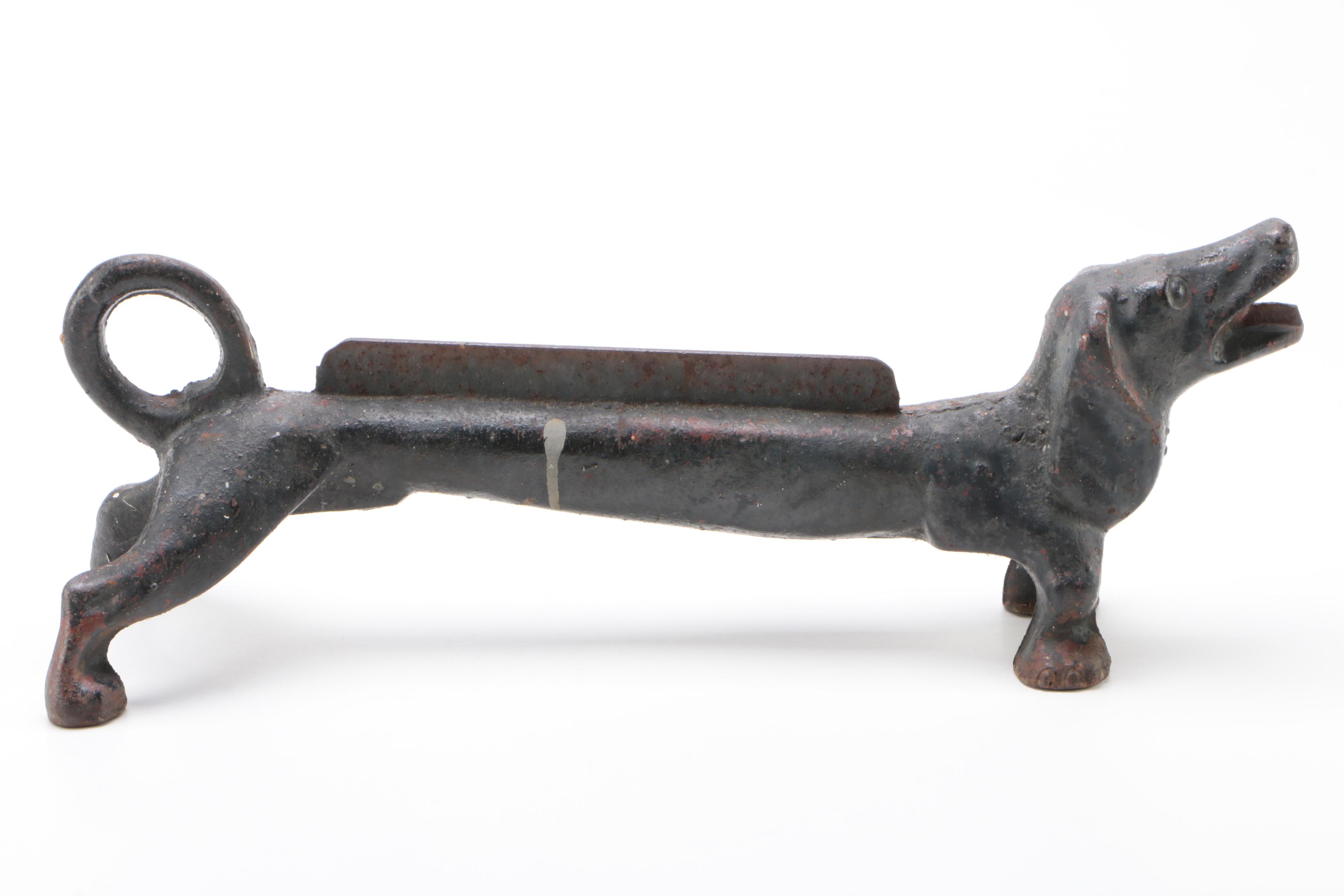 Cast Iron Dachshund Figural Boot Scraper
