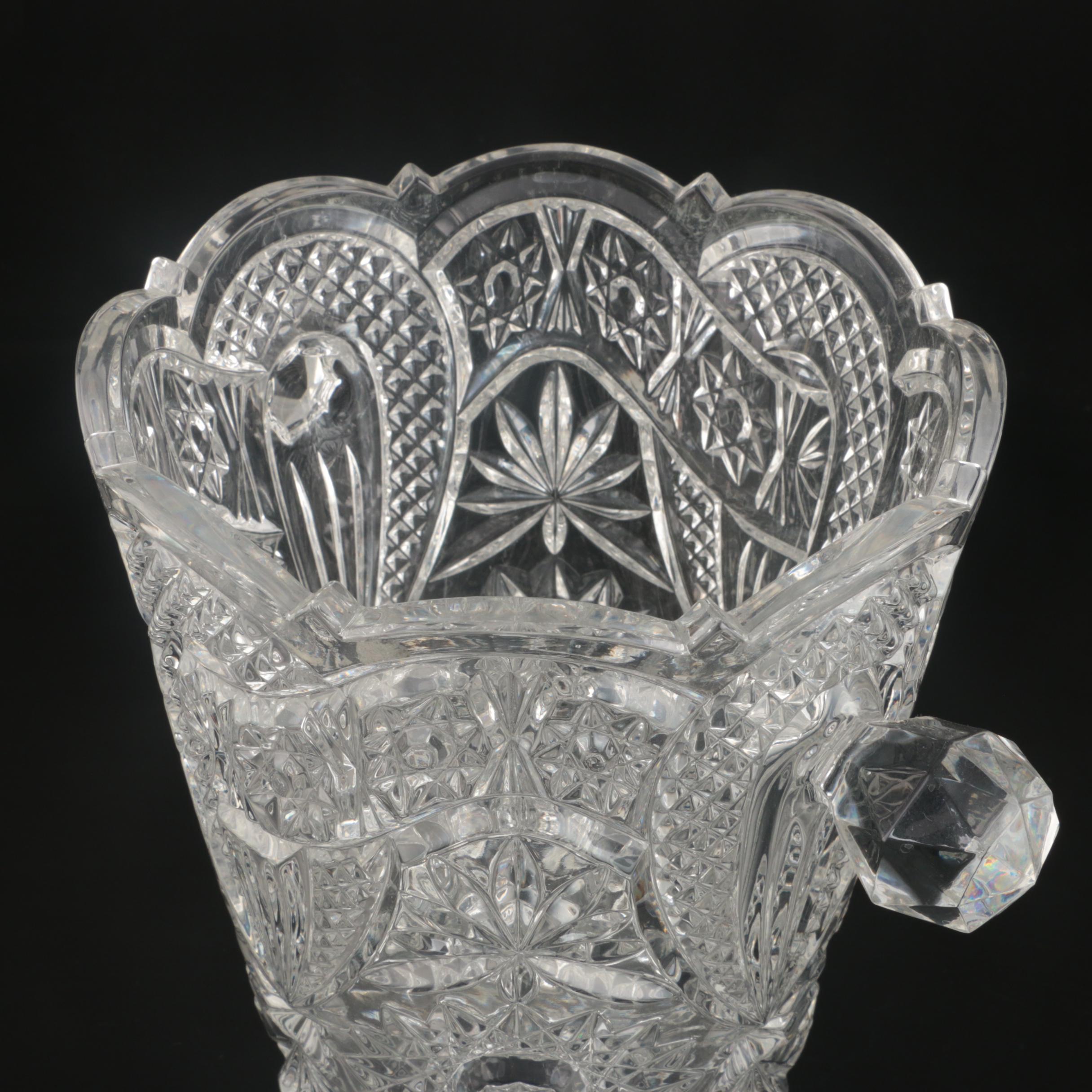 Cut Glass Handled Champagne Ice Bucket, 20th Century