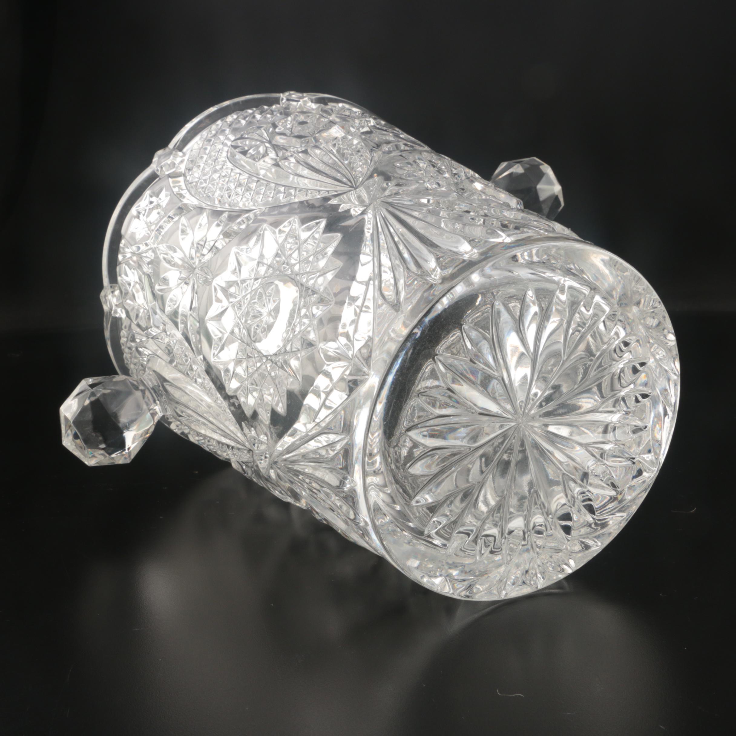 Cut Glass Handled Champagne Ice Bucket, 20th Century