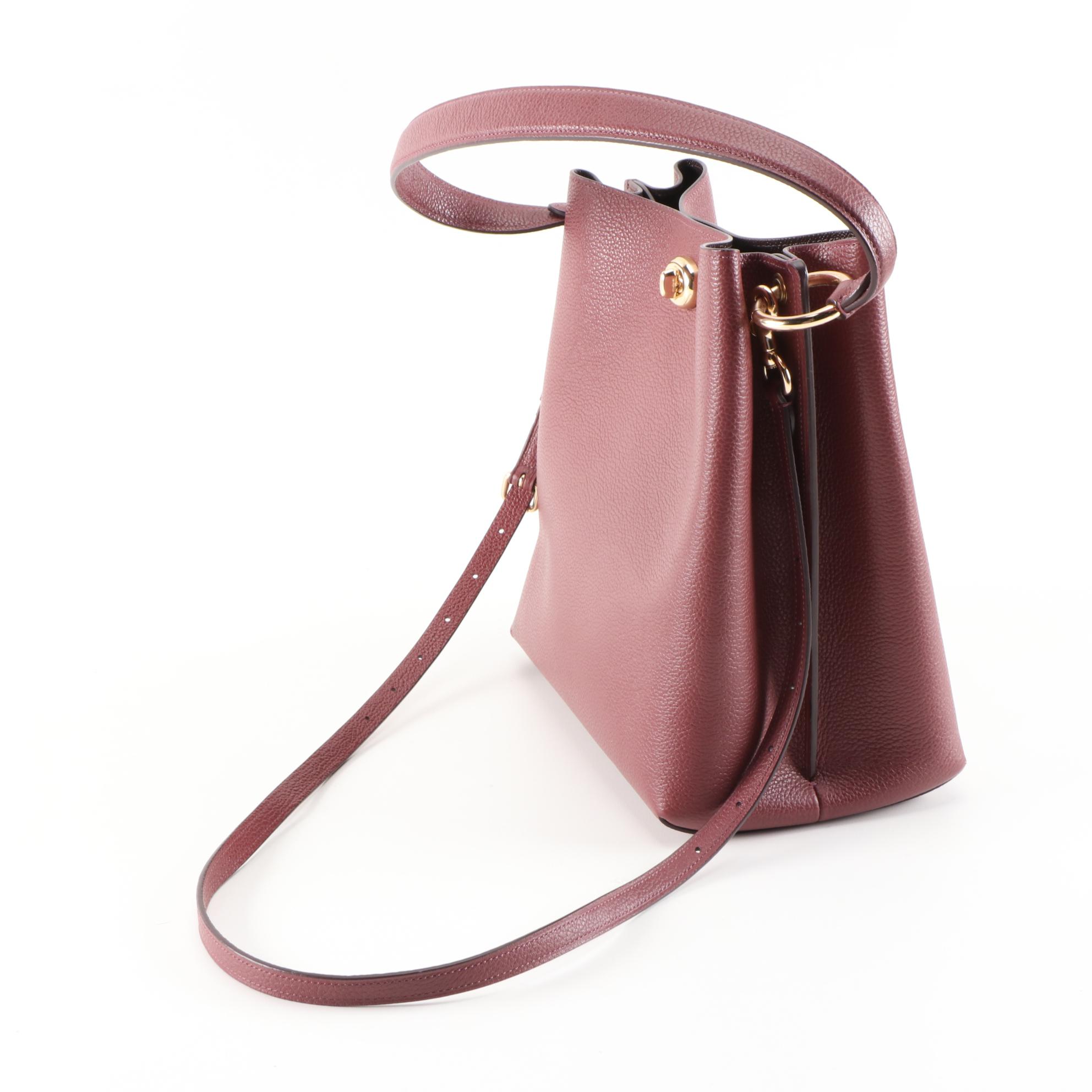 Coach Charlie Bucket Bag Crossbody in Burgundy Pebbled Leather