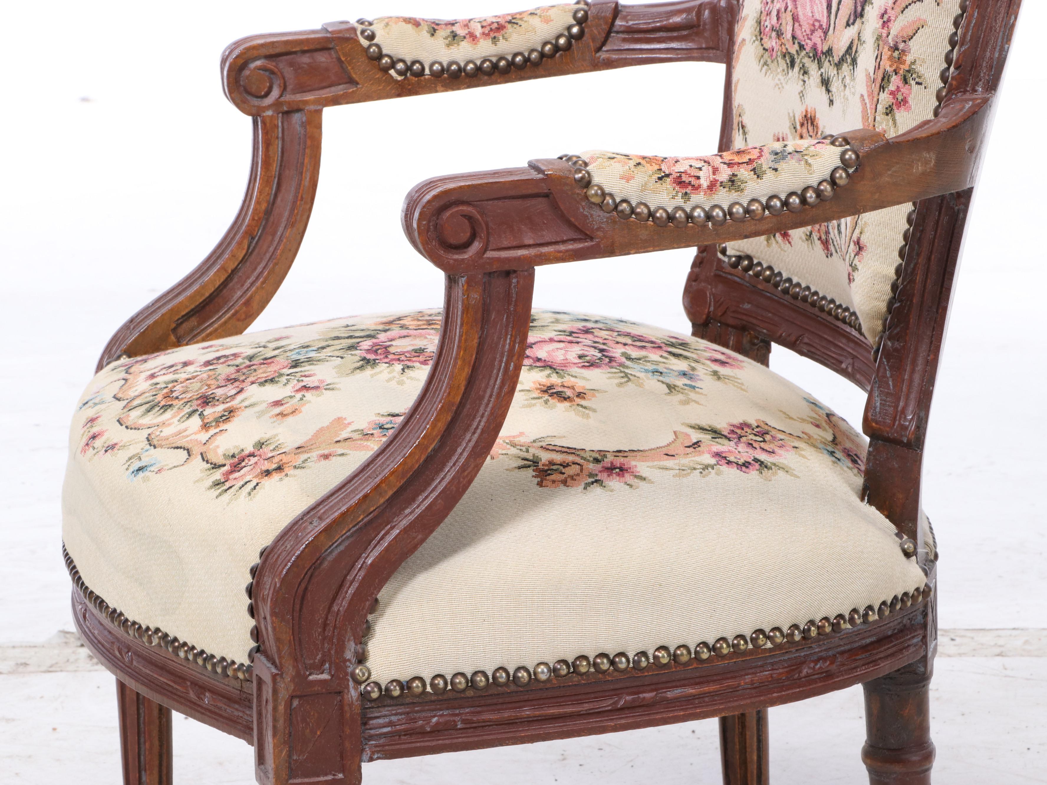 Pair of Louis XVI Style Beech Fauteuils