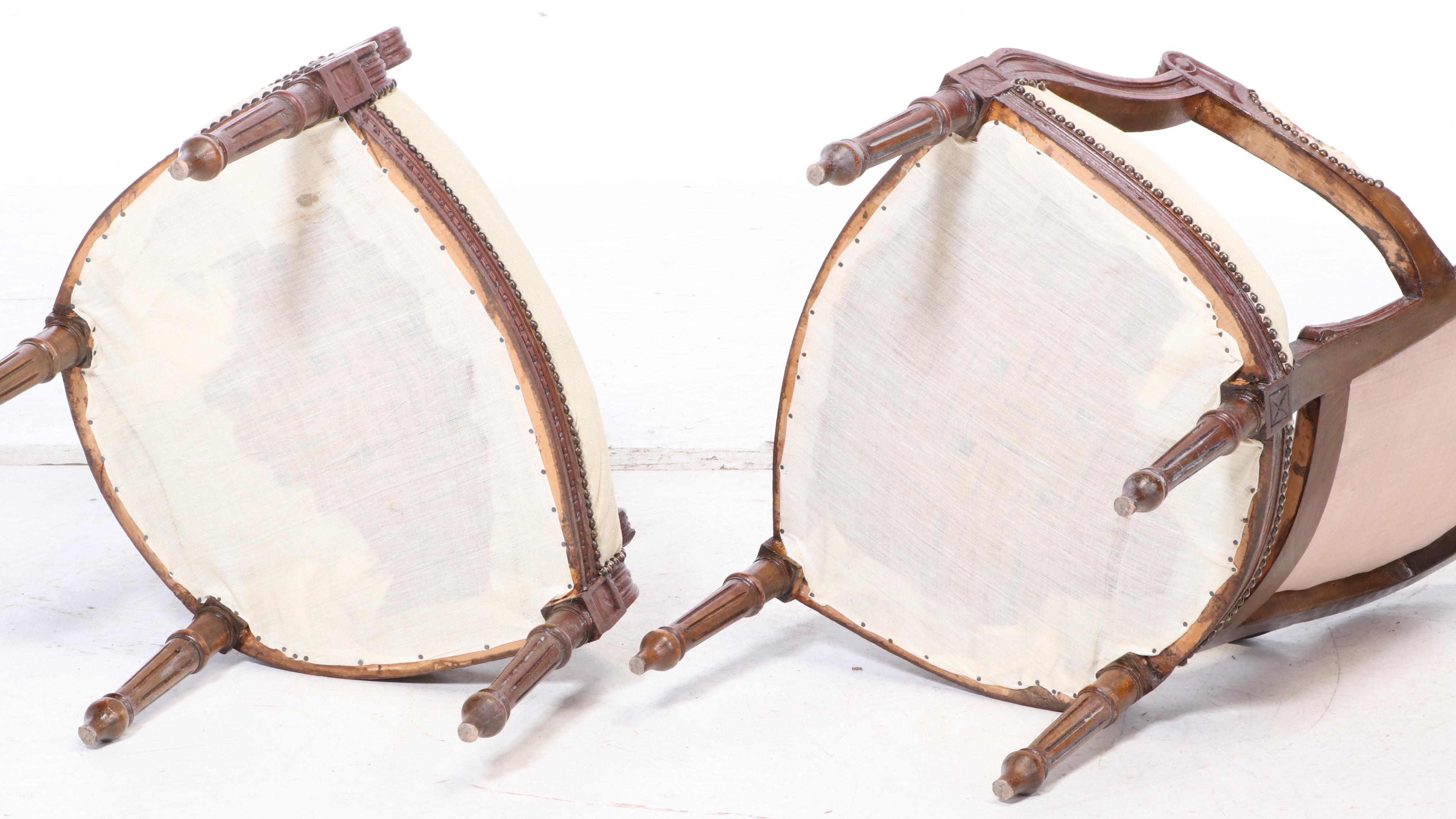 Pair of Louis XVI Style Beech Fauteuils