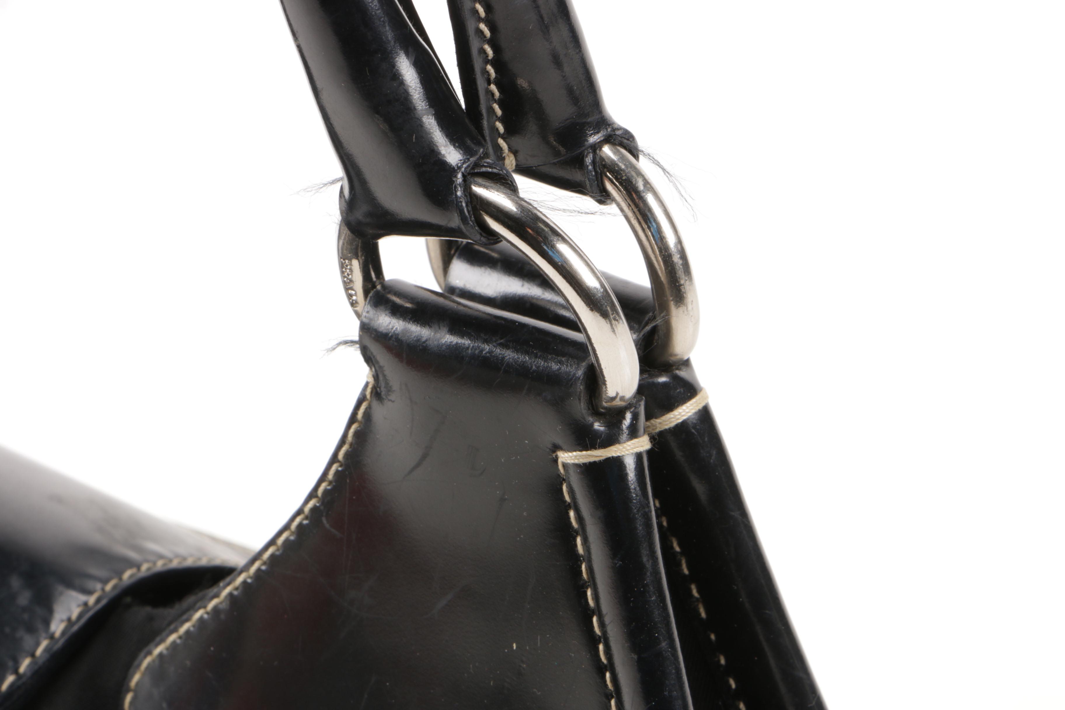 Prada Shoulder Bag in Nero Tessuto Nylon and Contrast Stitched Glazed Leather