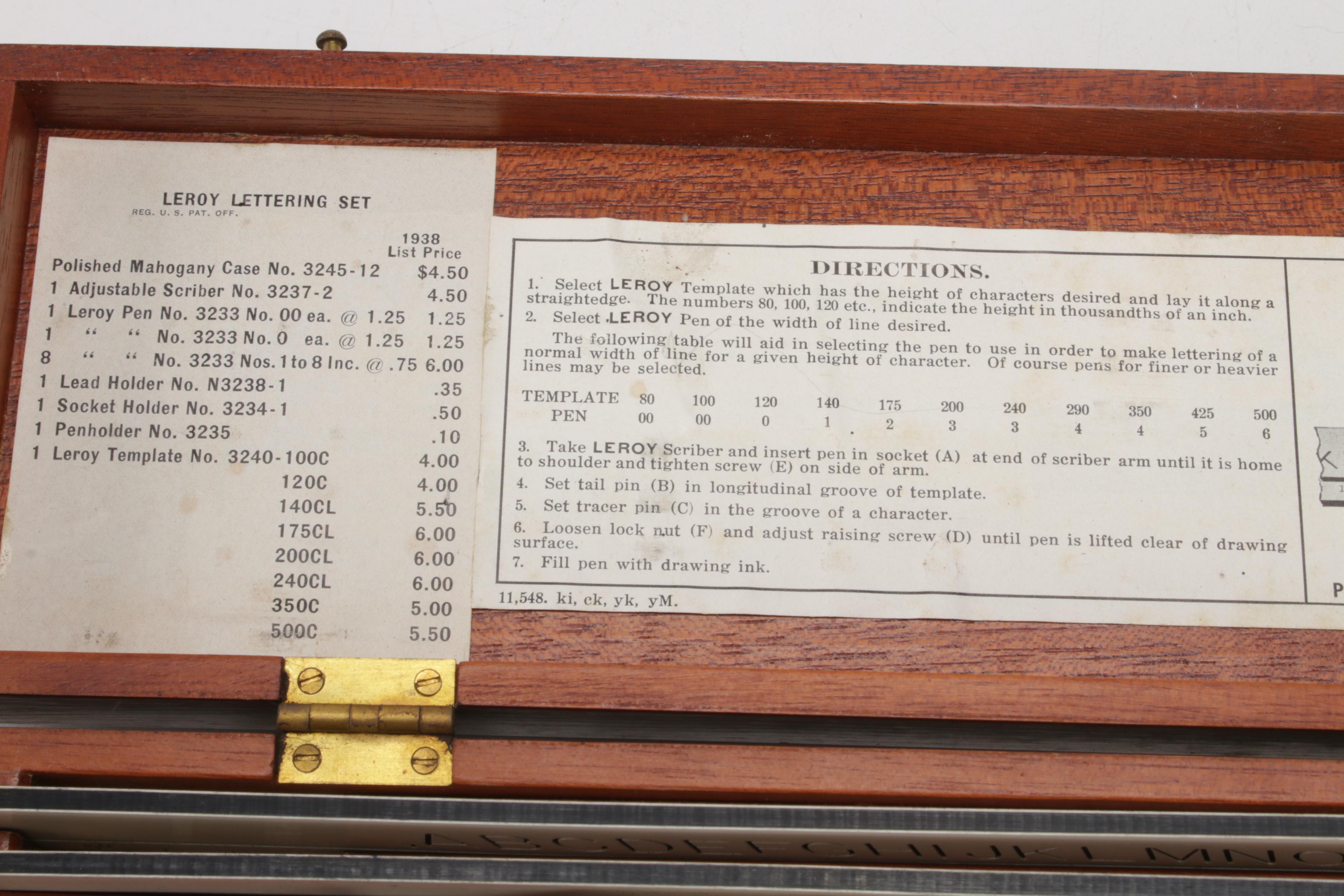 Leroy Lettering Set Keuffel & Esser New York, circa 1938