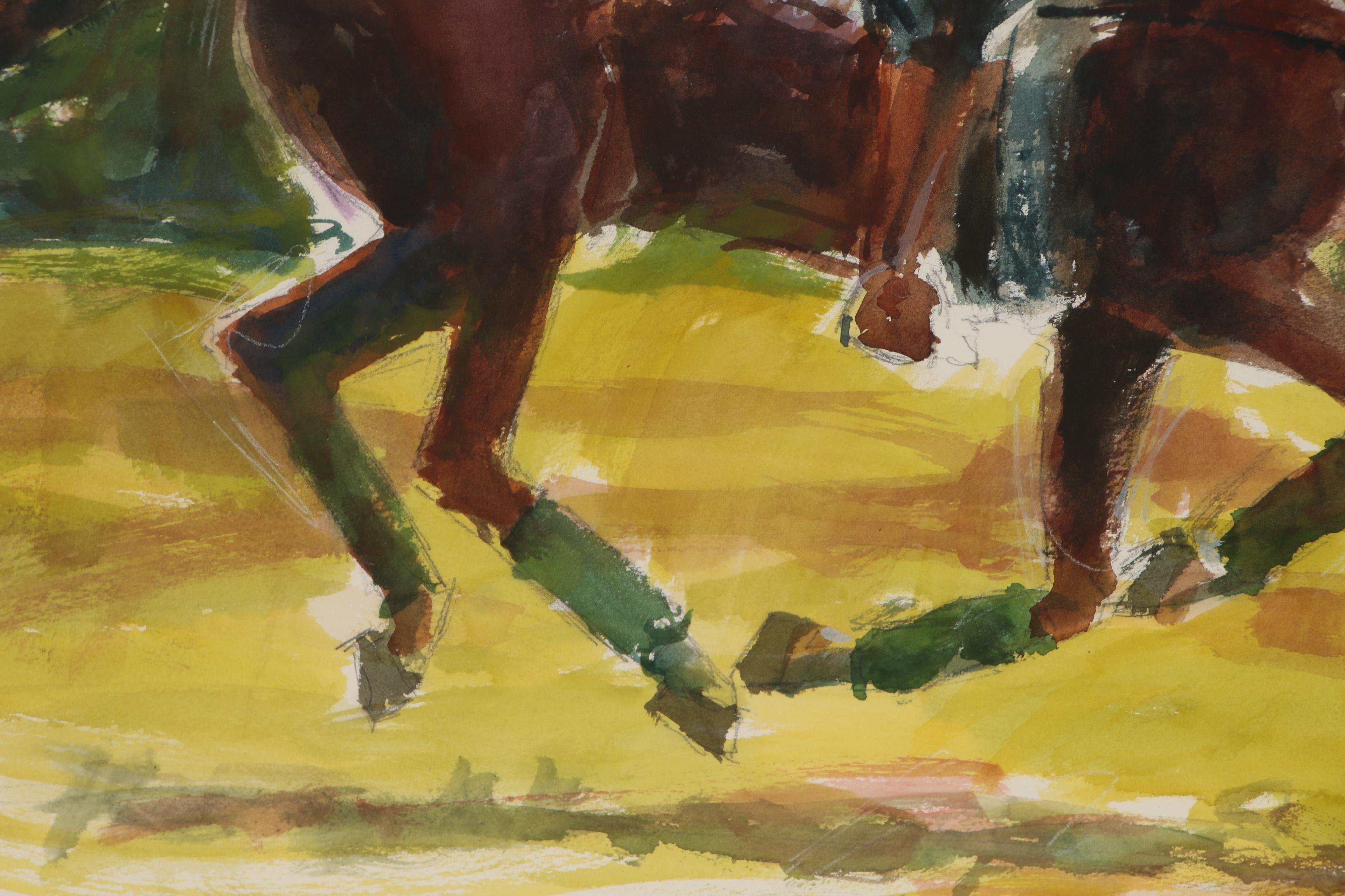 Arne Westerman Watercolor Painting of Polo Player on Horseback